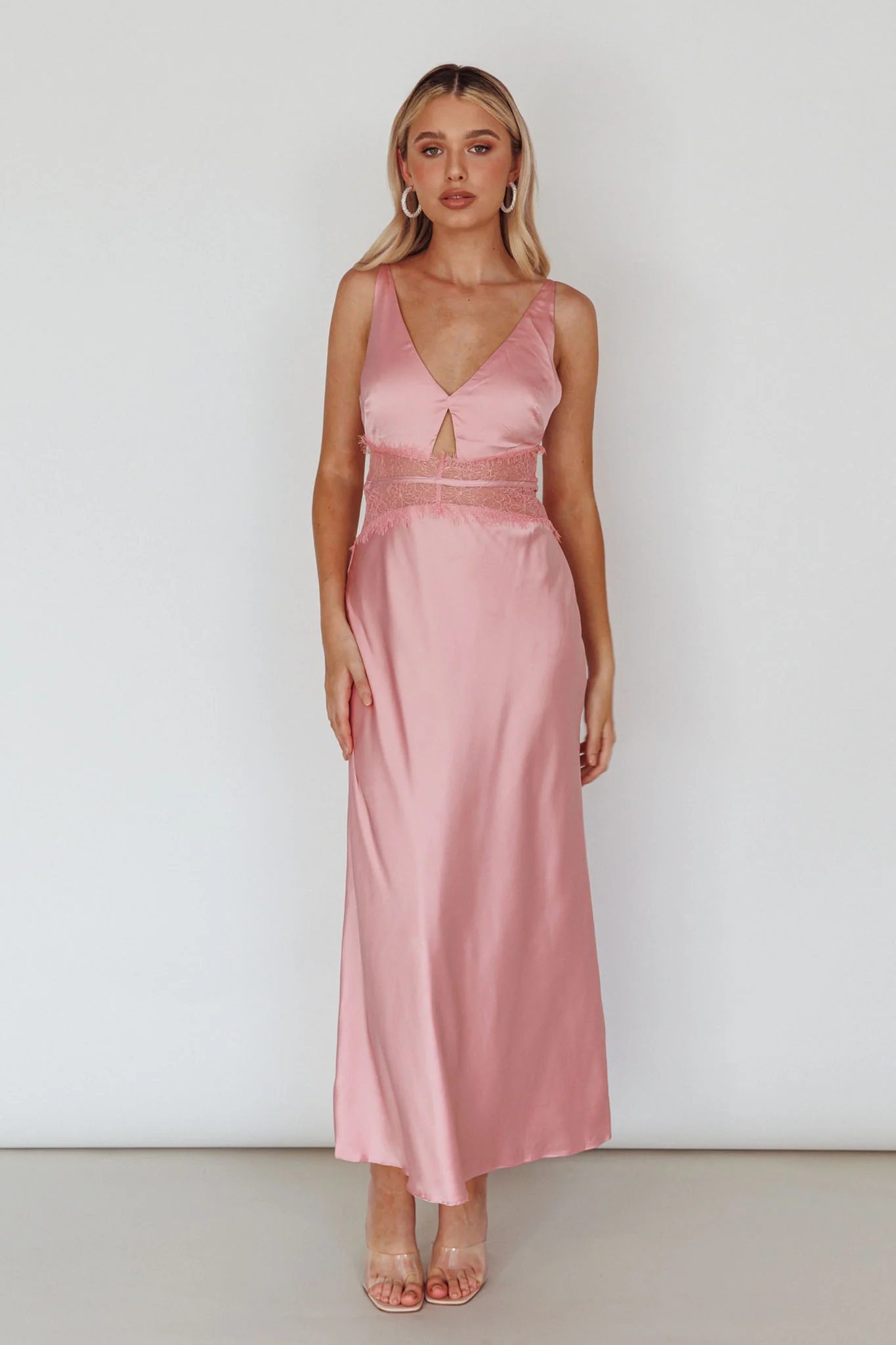 Honeybee Lace Trim Maxi Dress Blush - Image 8