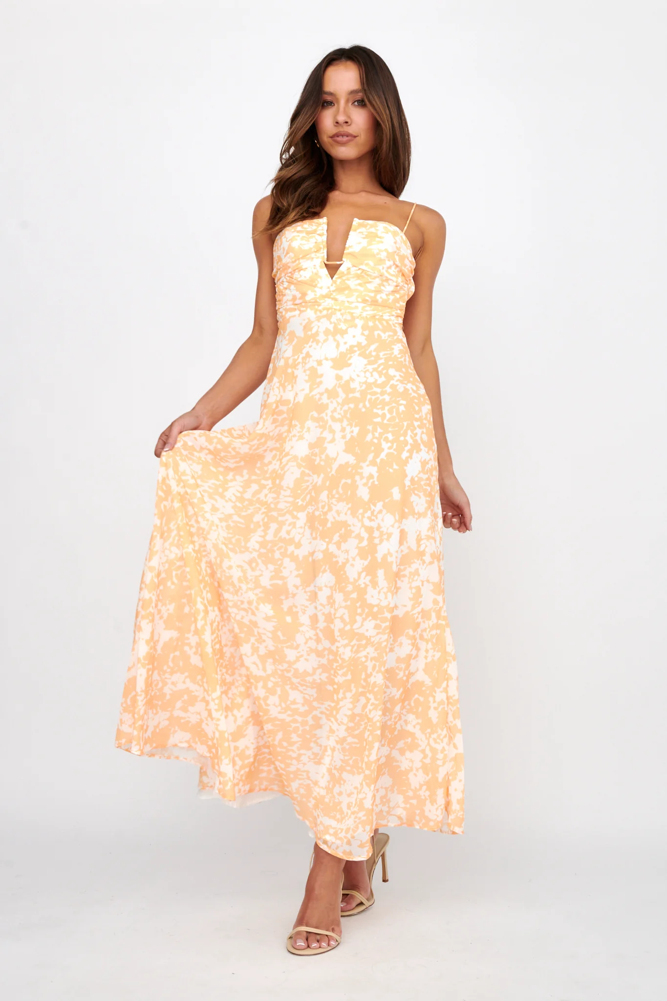 Huda U-Wire Bust Low Back Maxi Dress Yellow - Image 5