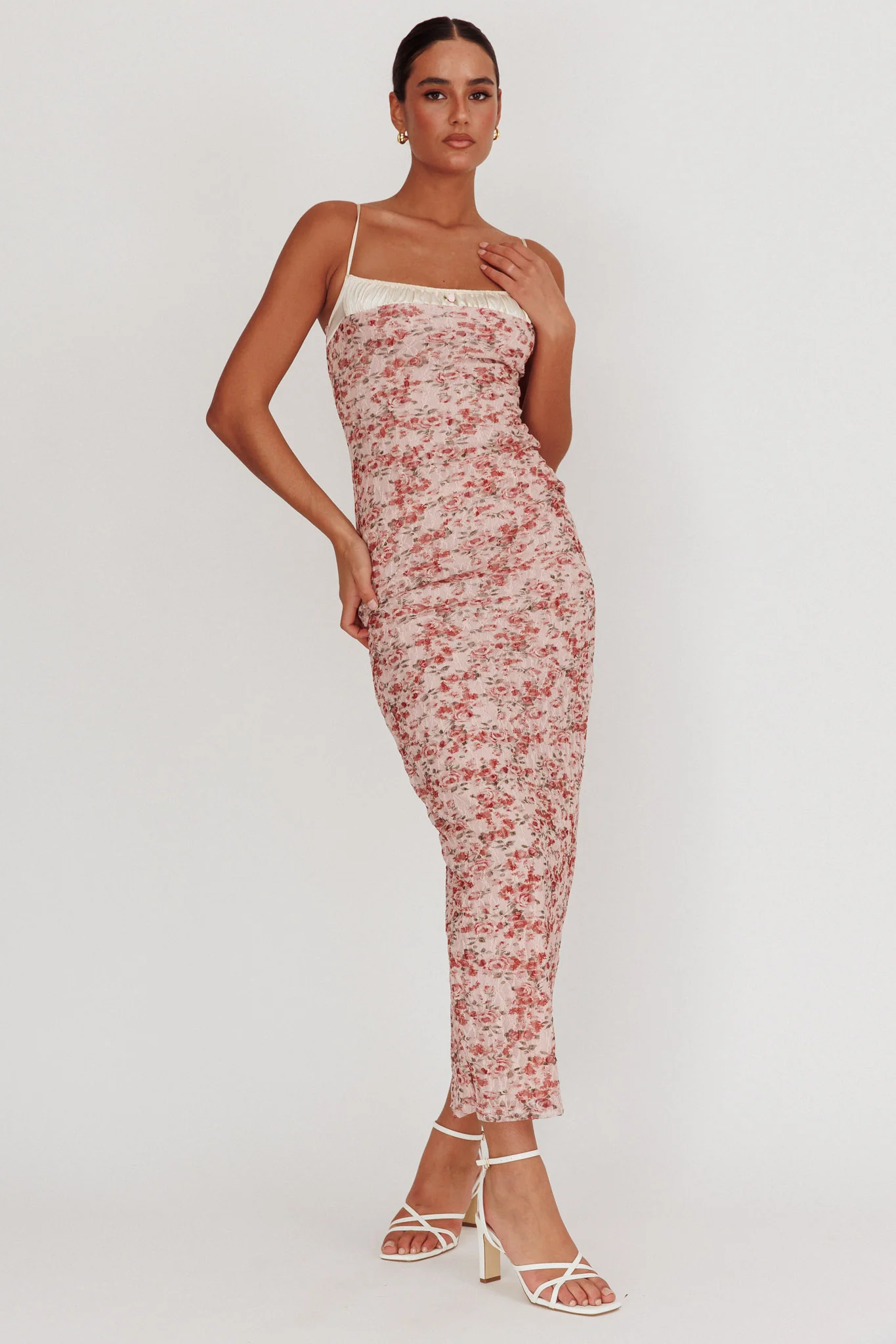 I'm Blushing Floral Lace Maxi Dress Rose - Image 4