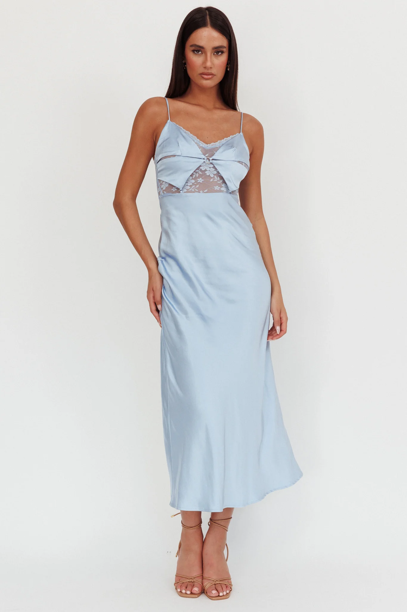 Impressions Lace Bodice Maxi Dress Blue - Image 4