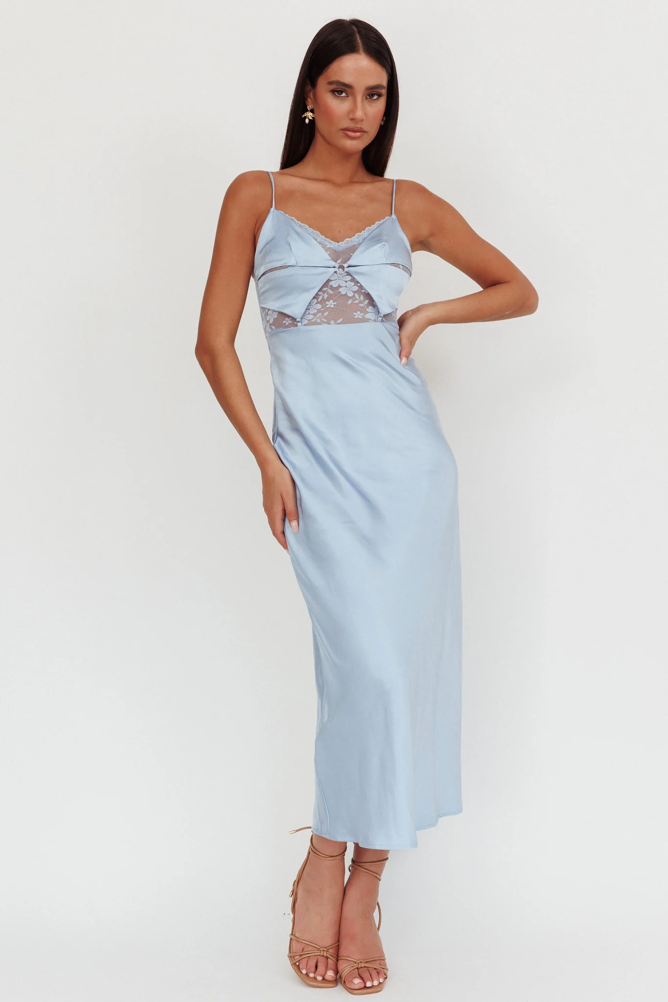 Impressions Lace Bodice Maxi Dress Blue - Image 5