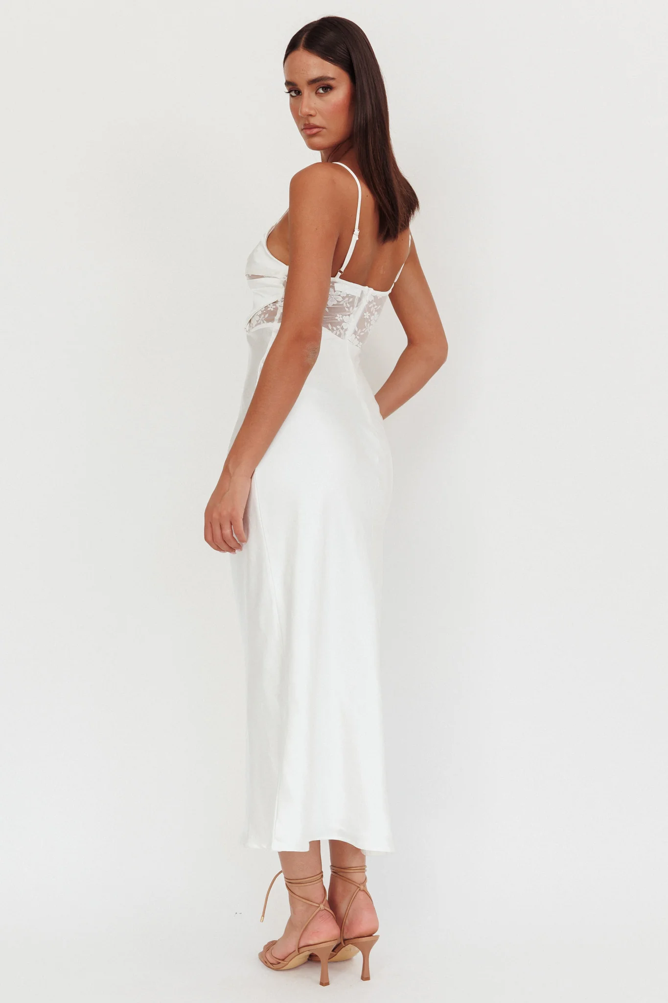 Impressions Lace Bodice Maxi Dress White - Image 2