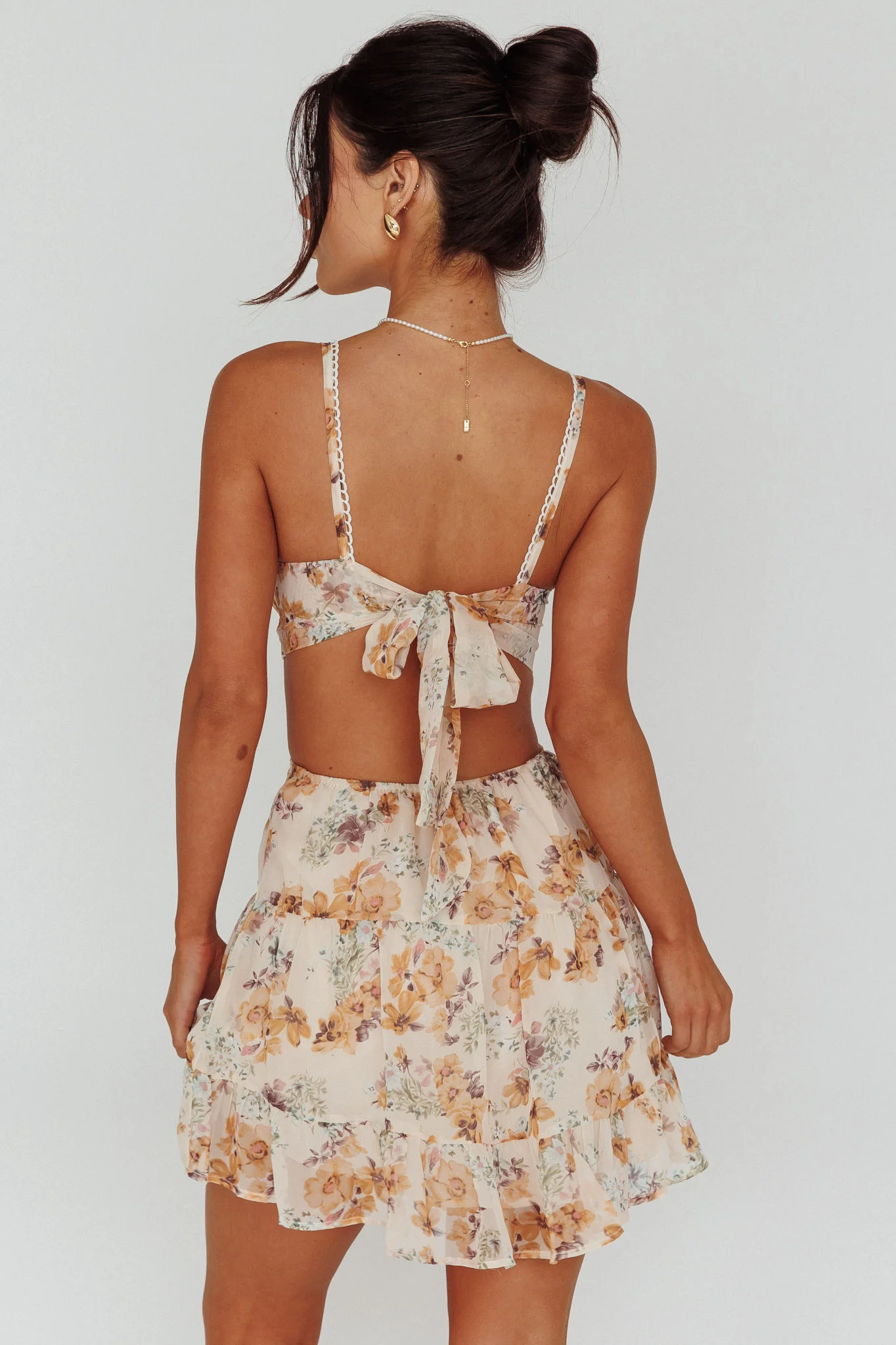 In The Now Sweetheart Tied Back Mini Dress Beige - Image 2