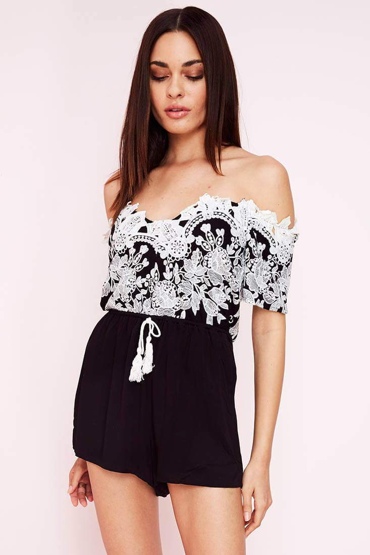Inaya Dressy Lace Romper Black - Image 5