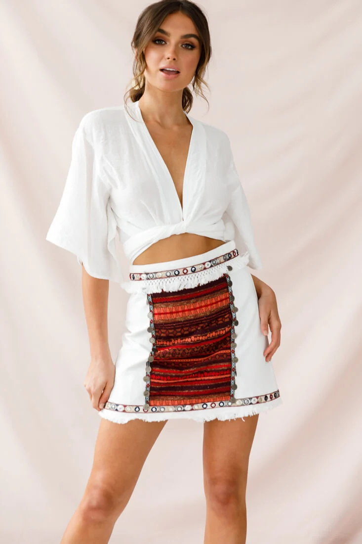 Inca Embellished Skirt White - Image 3