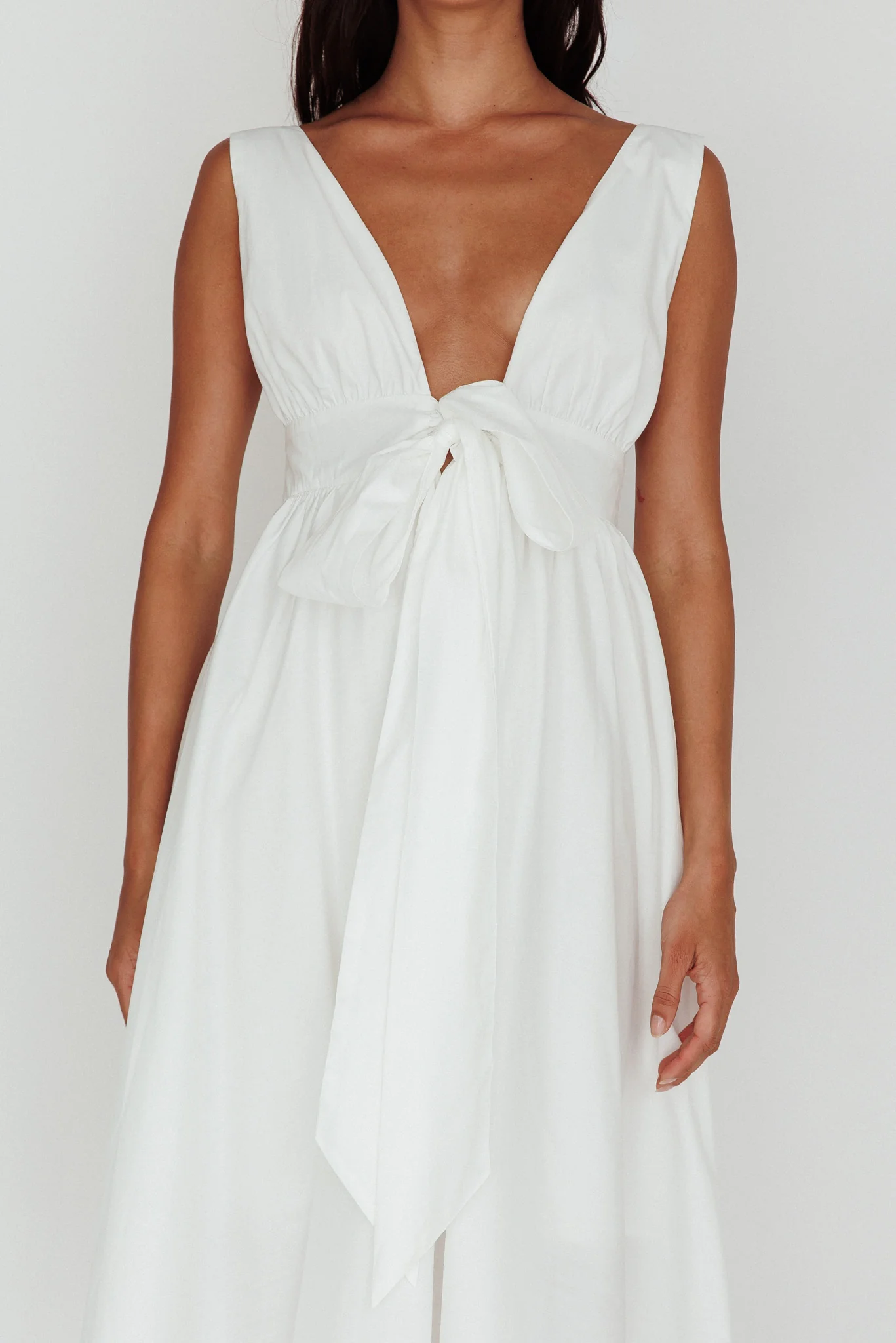 Indira Tied Bust Midi Dress Off White - Image 4