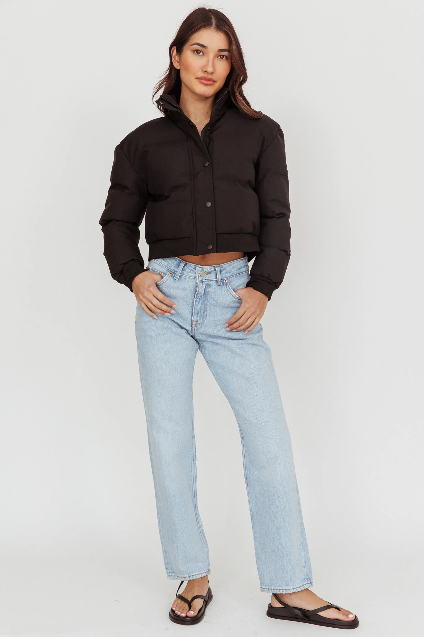 Infatuation Cropped Puffer Jacket Black - Image 3