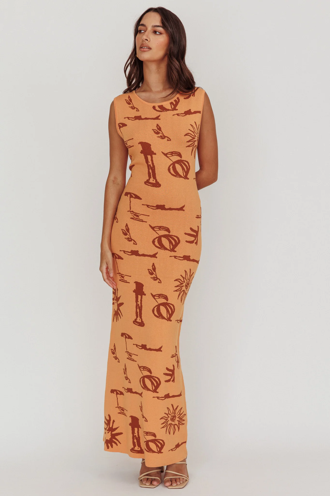 Irene Column Silhouette Maxi Dress Apricot - Image 5