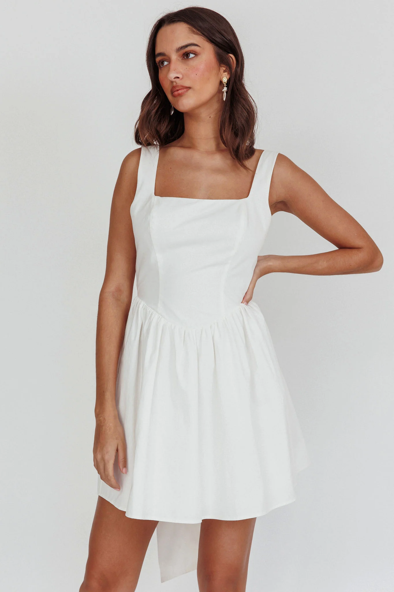 Irenic Bow Flare Mini Dress White - Image 7