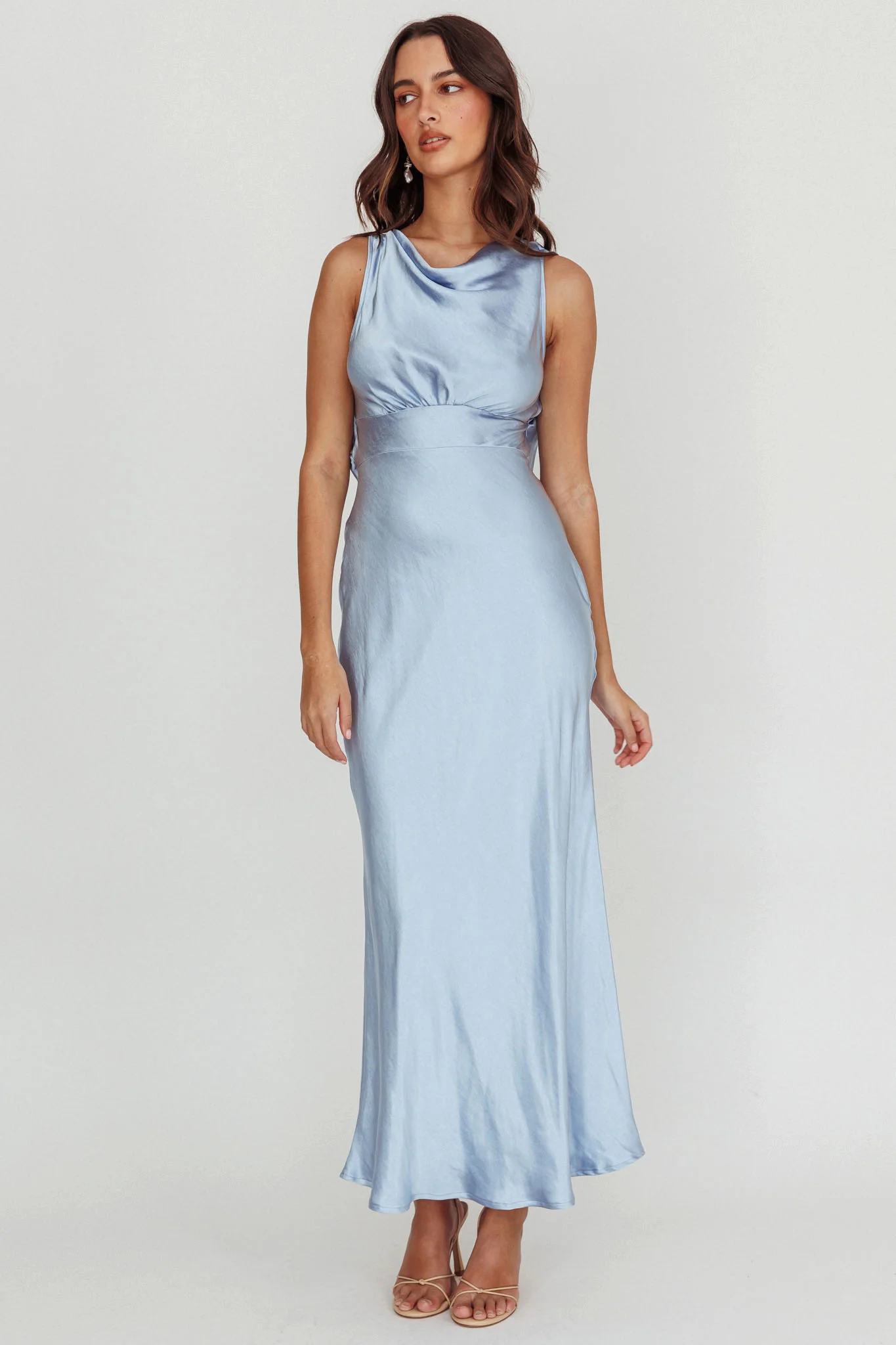 Isabella Satin Backless Maxi Dress Ocean - Image 4