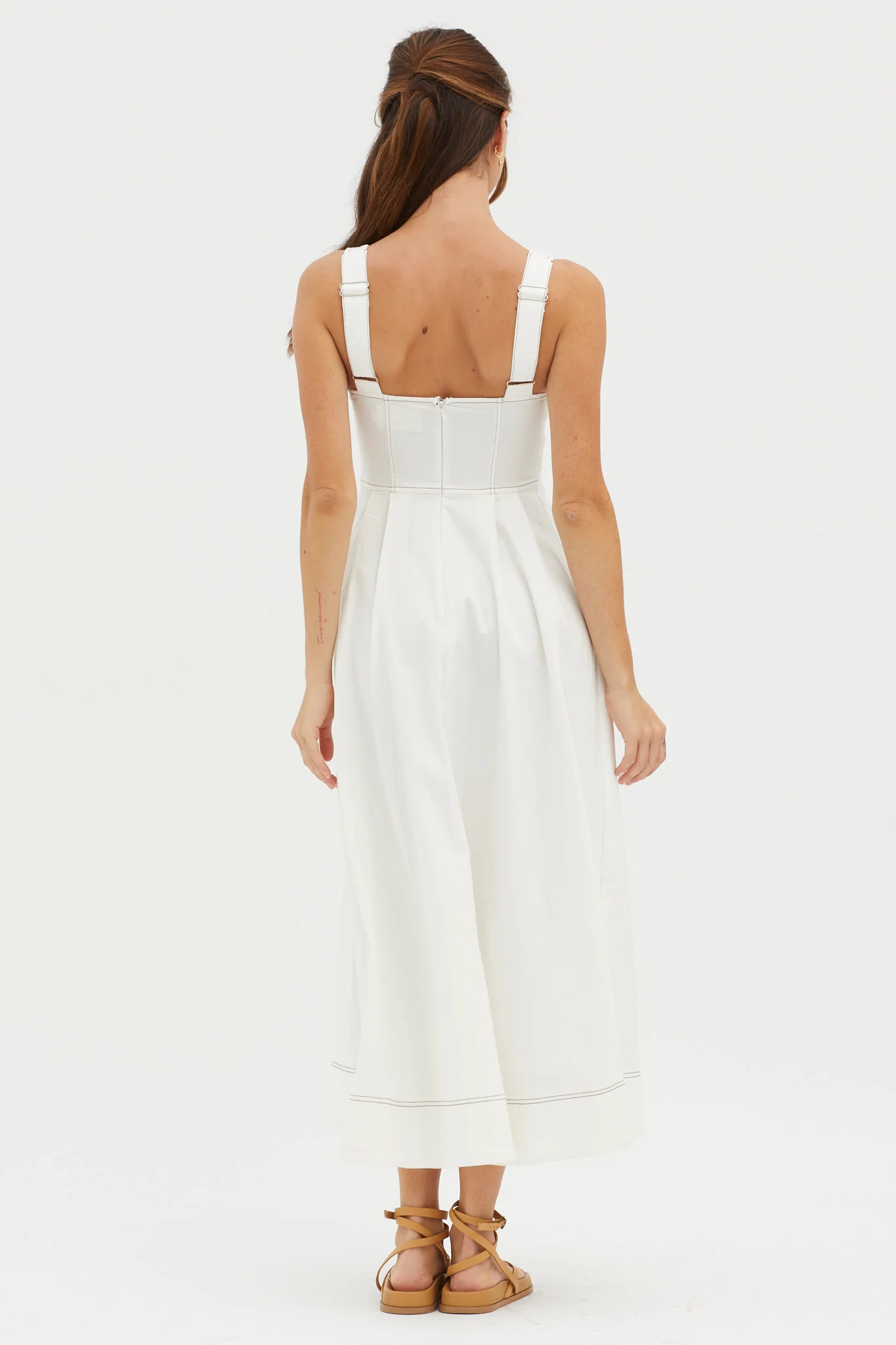 Isadore V-Bust Midi Dress White - Image 2