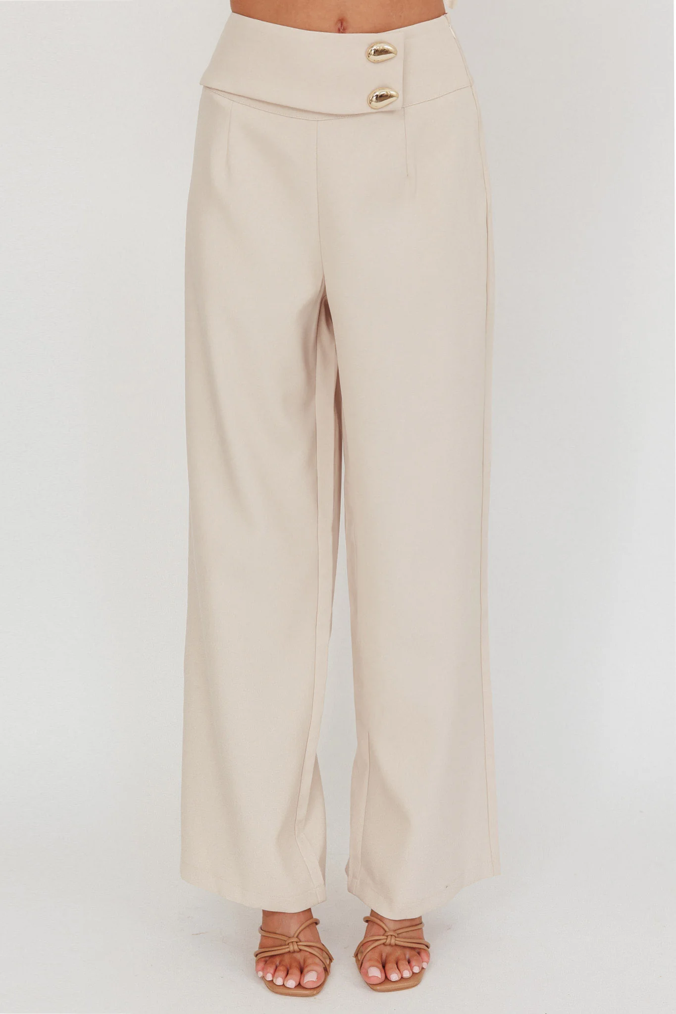 Ishani Hardware Decoration Pants Beige - Image 4