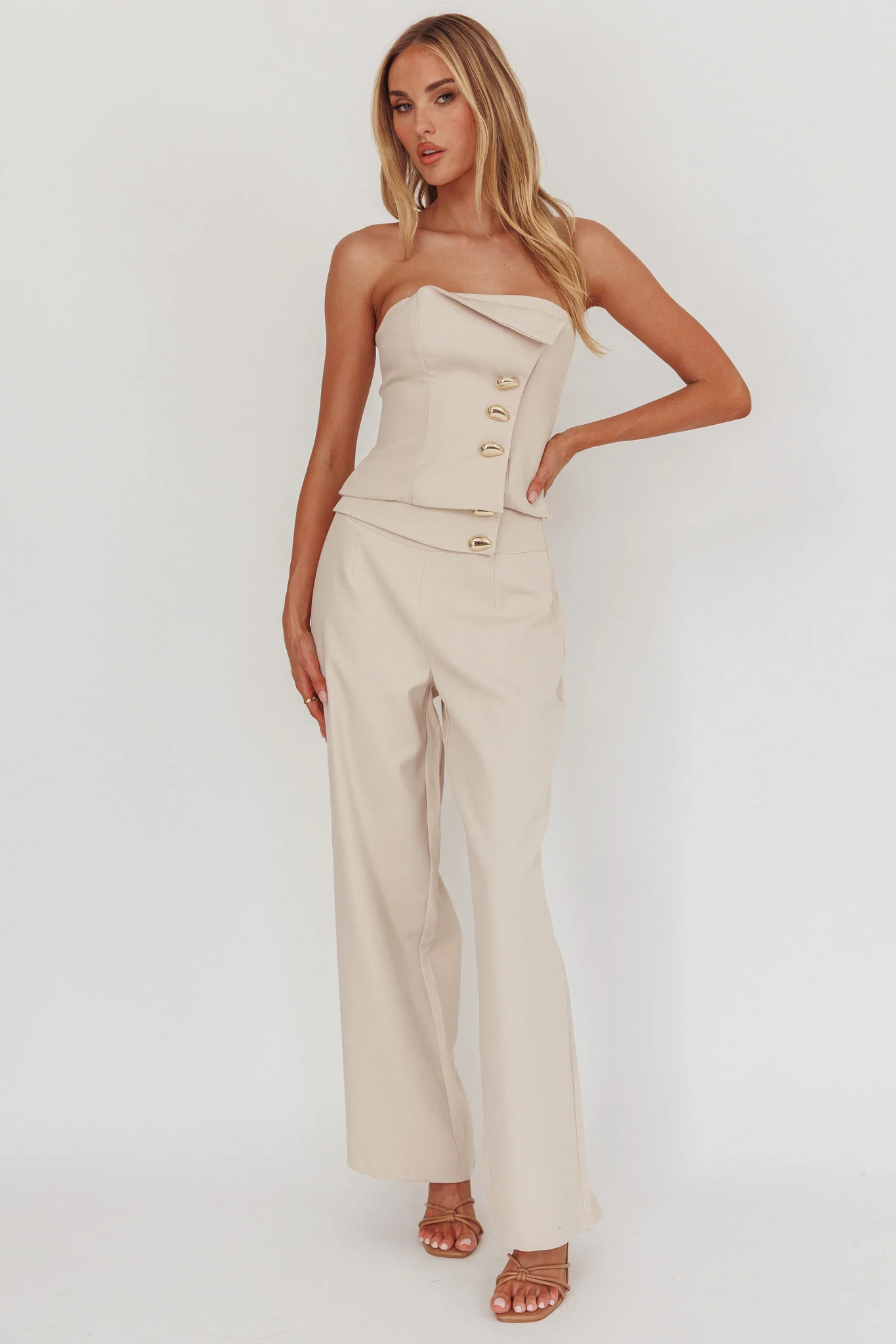 Ishani Hardware Decoration Pants Beige - Image 5