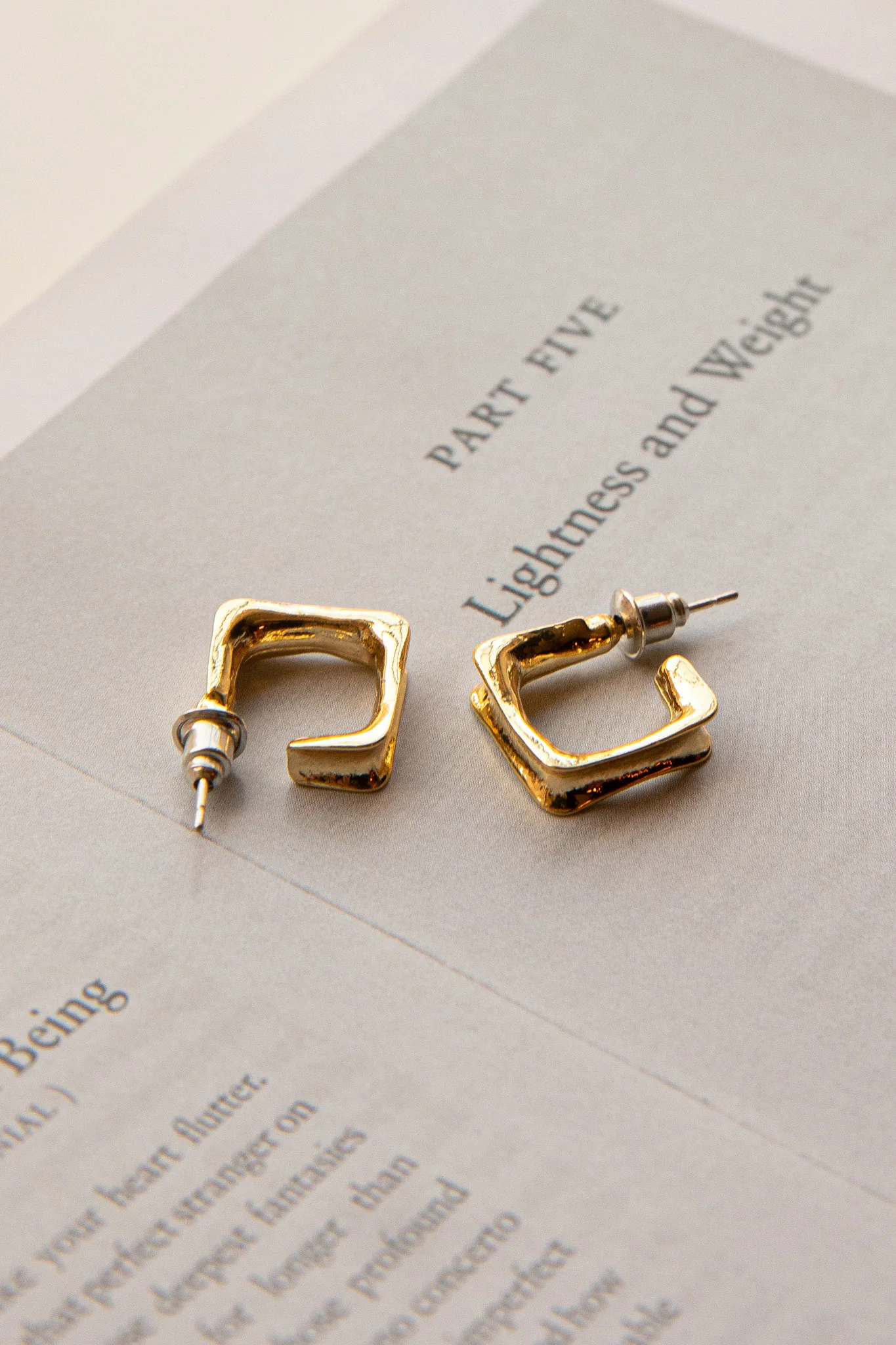 Isis Open Trapeze Hoop Earrings Gold - Image 2