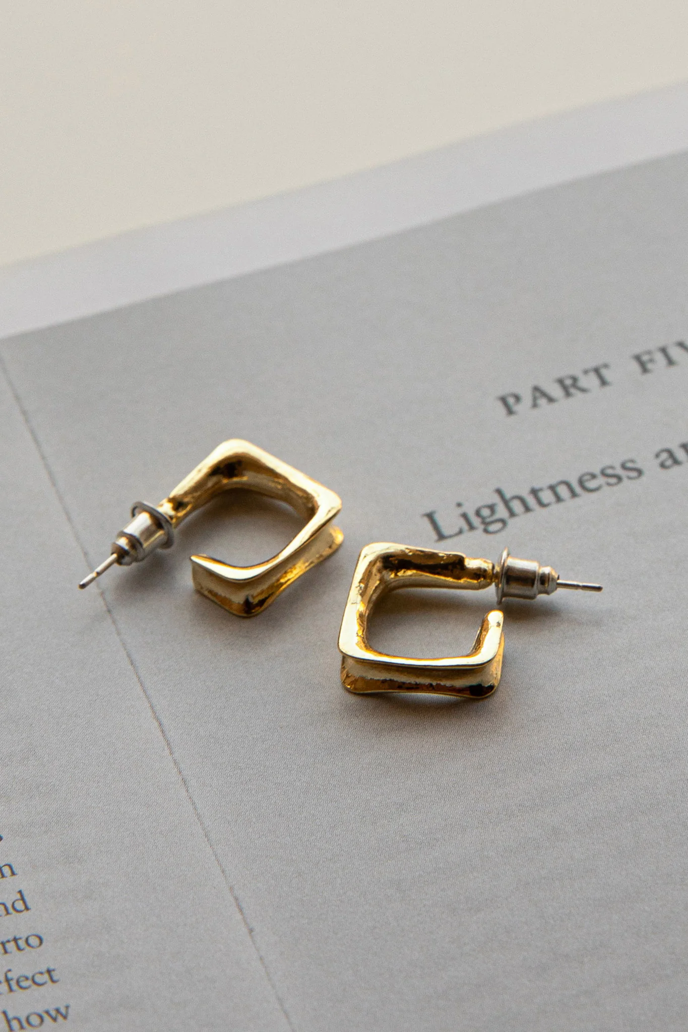 Isis Open Trapeze Hoop Earrings Gold - Image 5