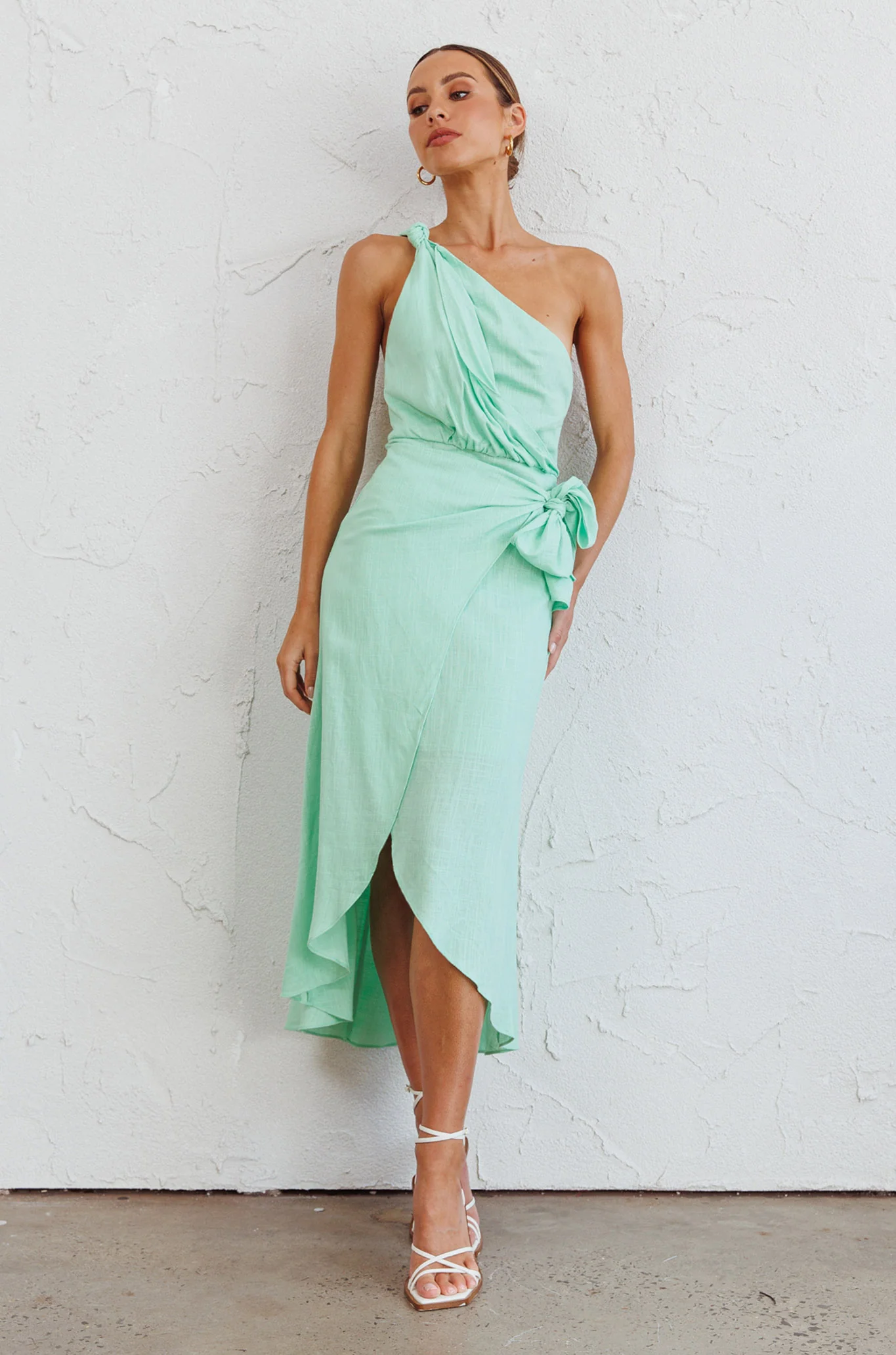Island Time One-Shoulder Midi Dress Mint - Image 7