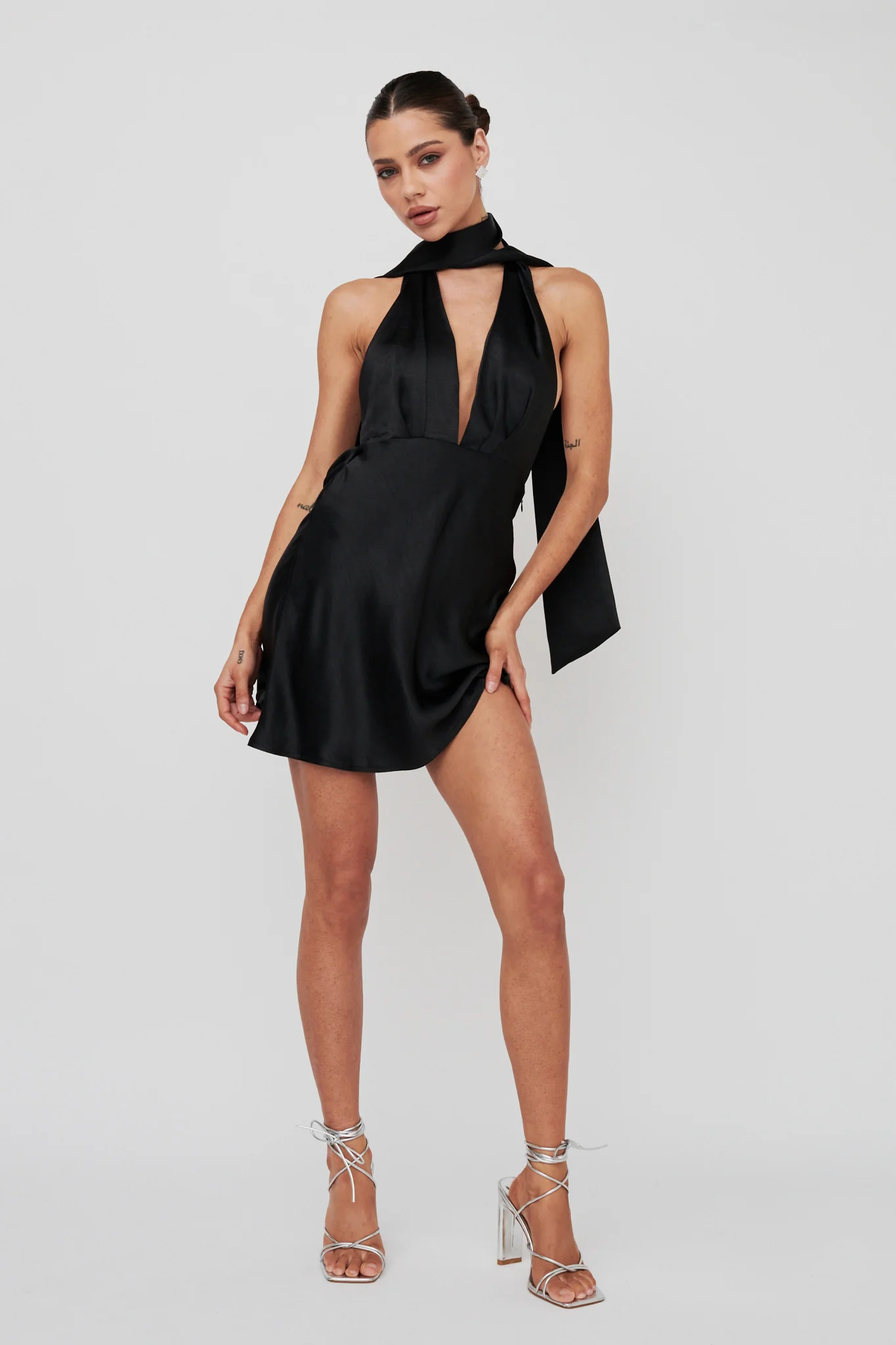 Italia Azure Halterneck Mini Dress Black - Image 5