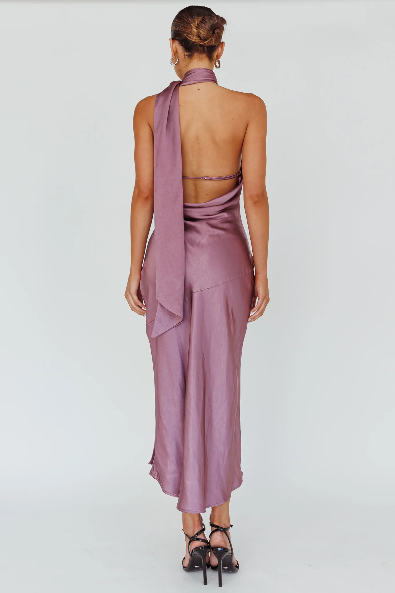 Italian Summer Tie Neck Midi Dress Grape - Image 2