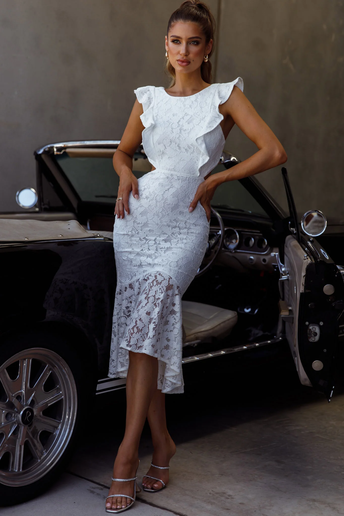 Jackie Pinafore Floral Lace Dress White - Image 5