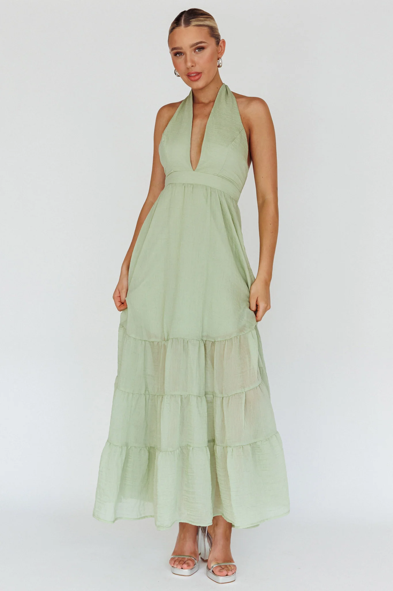 Jalisco Sun Halterneck Maxi Dress Mint - Image 3