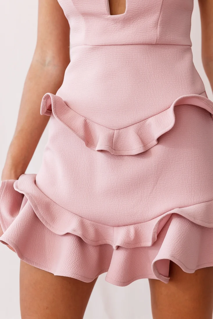 James Tiered Frill Mini Dress Blush - Image 4