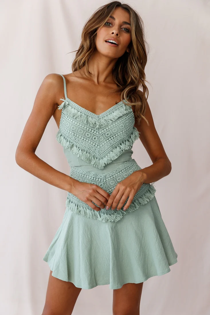 Janey Applique A-Line Dress Pistachio - Image 4