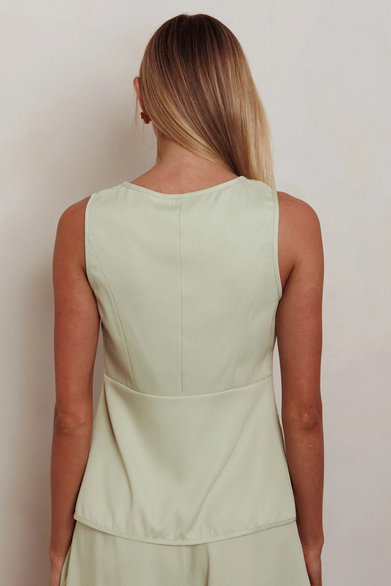 Janna Sleeveless Buttoned Top Sage - Image 2