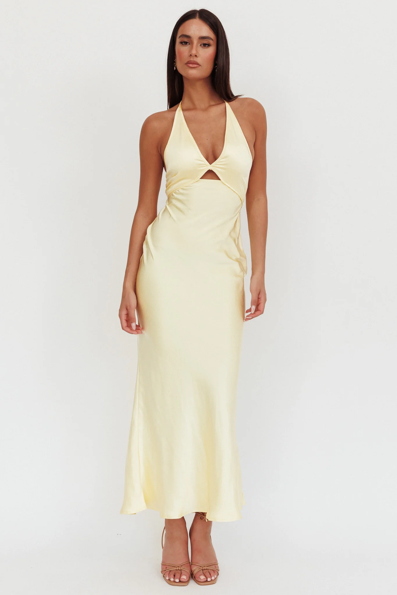 Jassinta Keyhole Bust Maxi Dress Lemon - Image 4