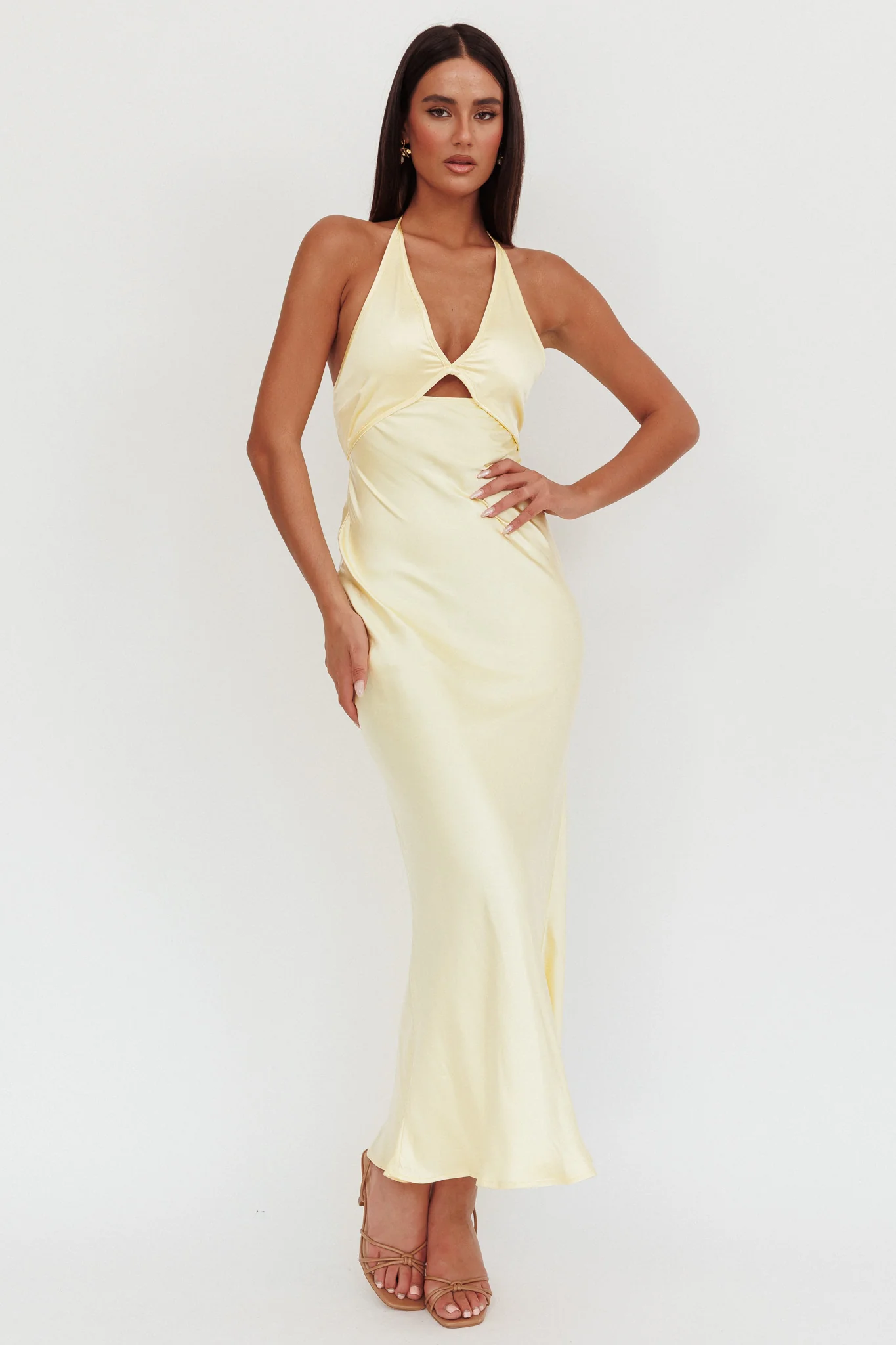 Jassinta Keyhole Bust Maxi Dress Lemon - Image 5