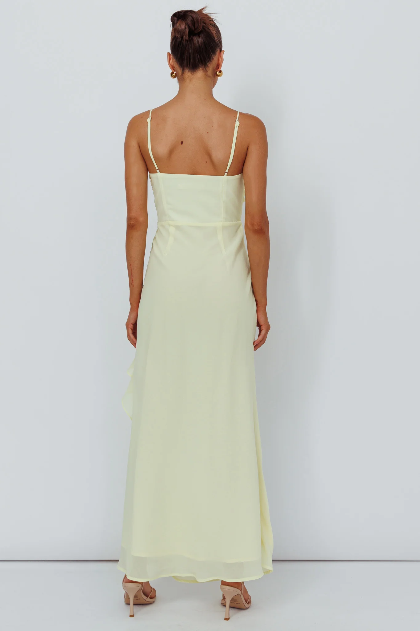 Jayna Ruffle Trim Split Dress Yellow - Image 2