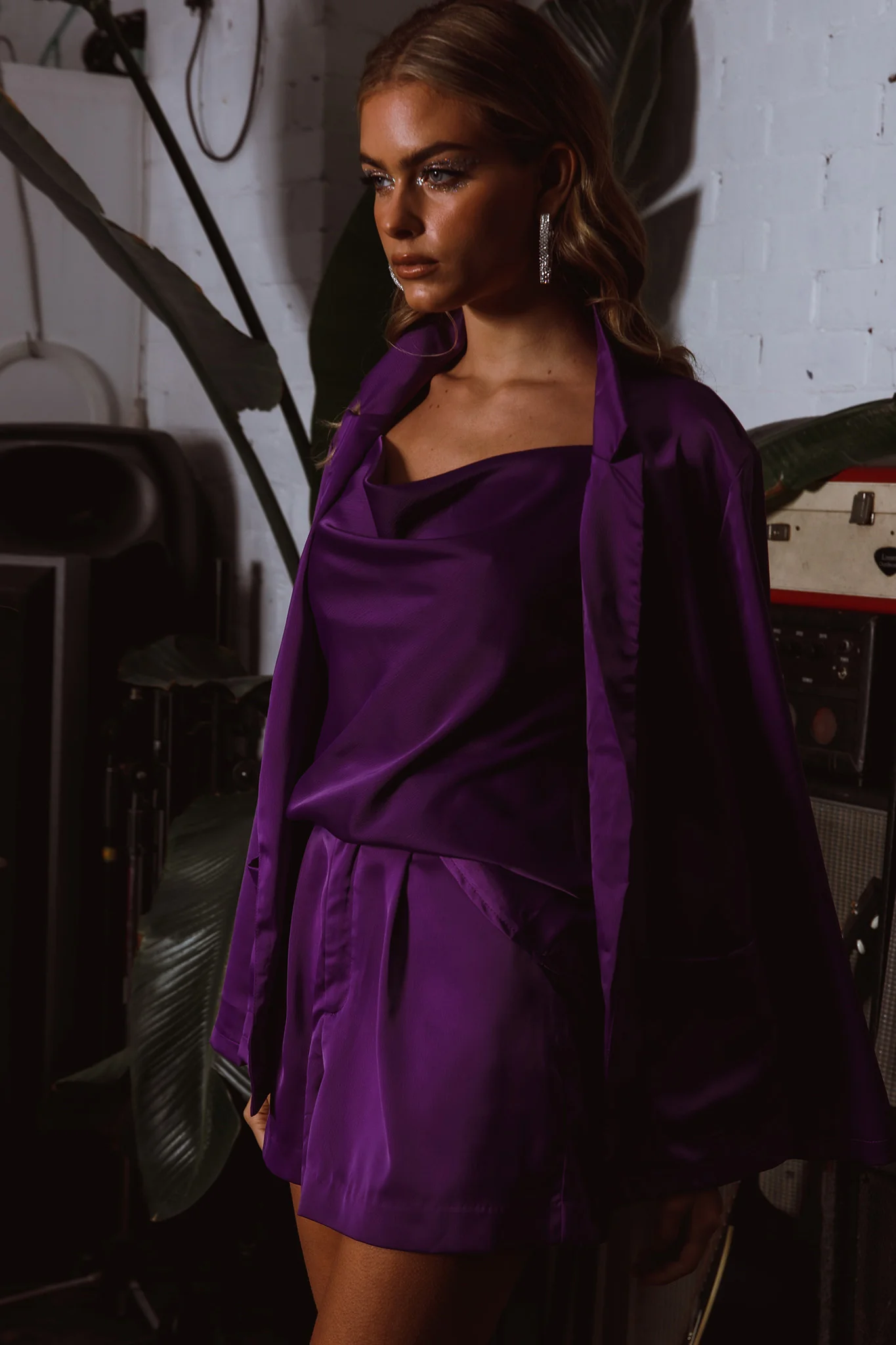 Jazmyn Satin Blazer Purple - Image 5