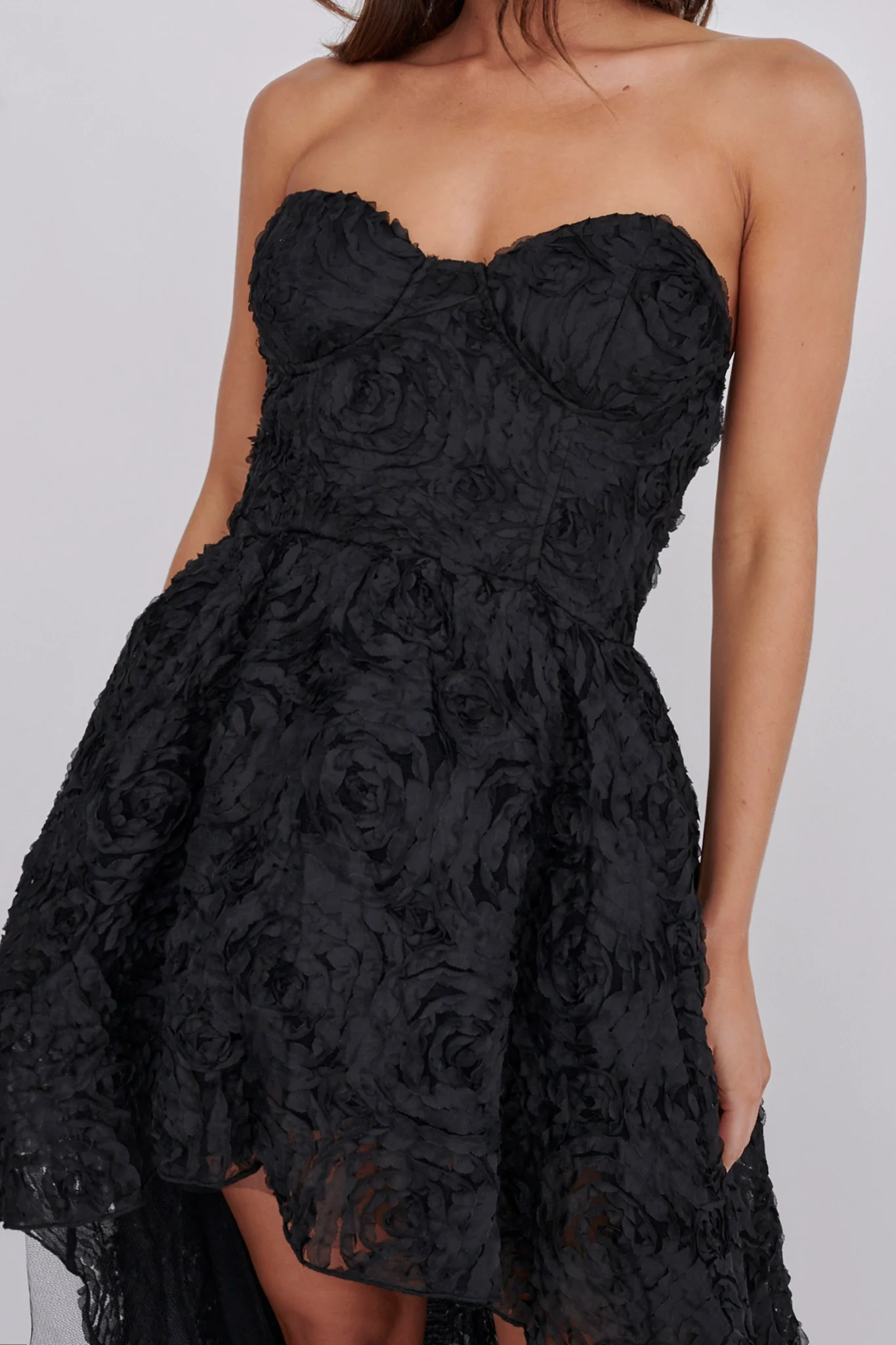 Jeannie High-Low Embellished Mini Dress Black - Image 4