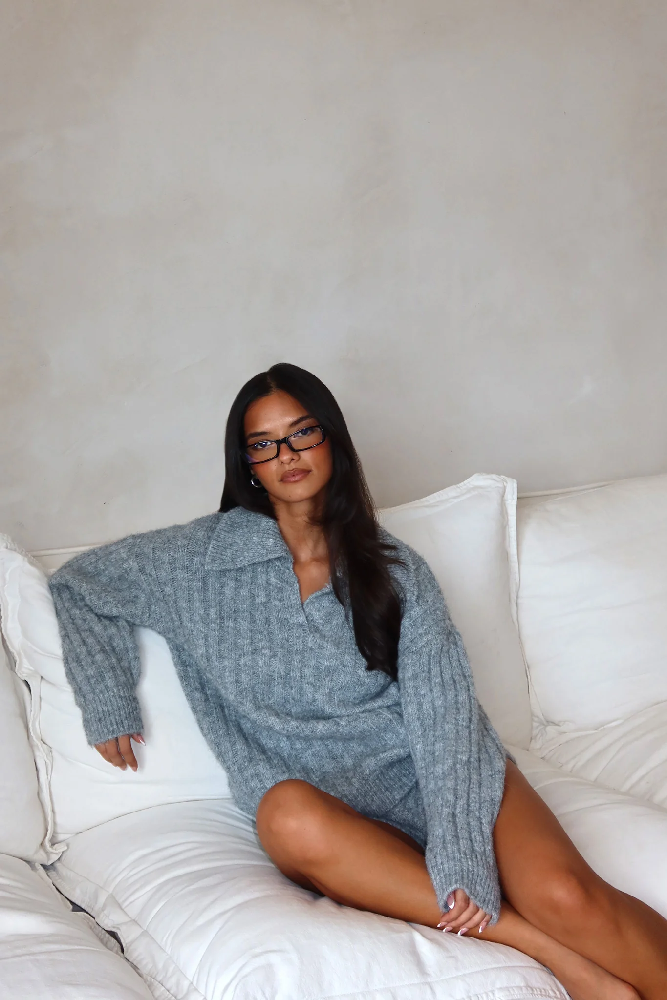 Jenae Oversized Drop Shoulder Sweater Grey - Image 2