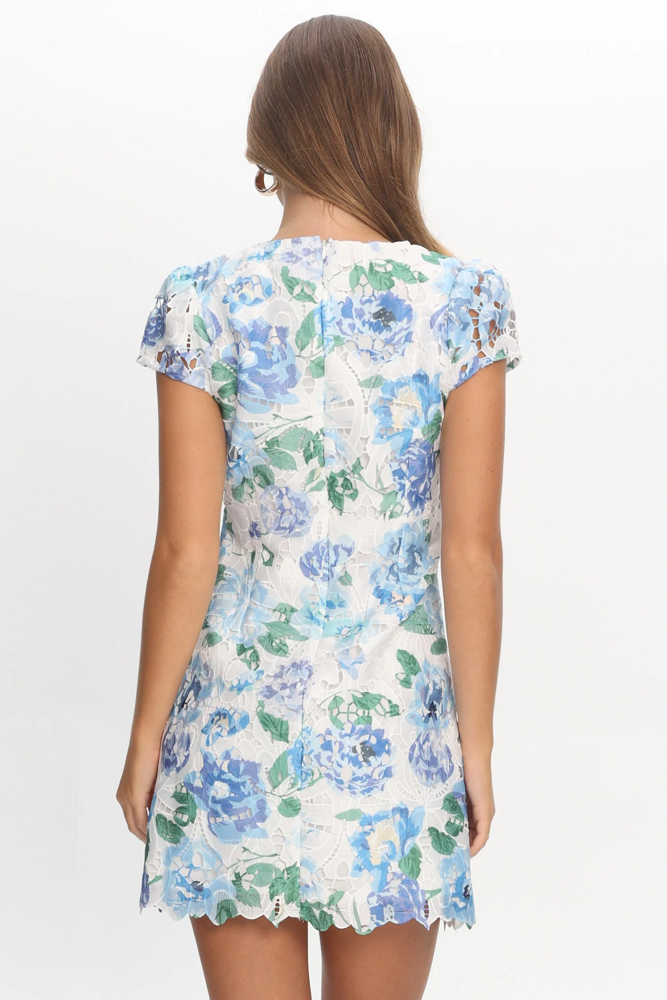 Jesinta Embroidered Mini Dress Floral Blue - Image 3