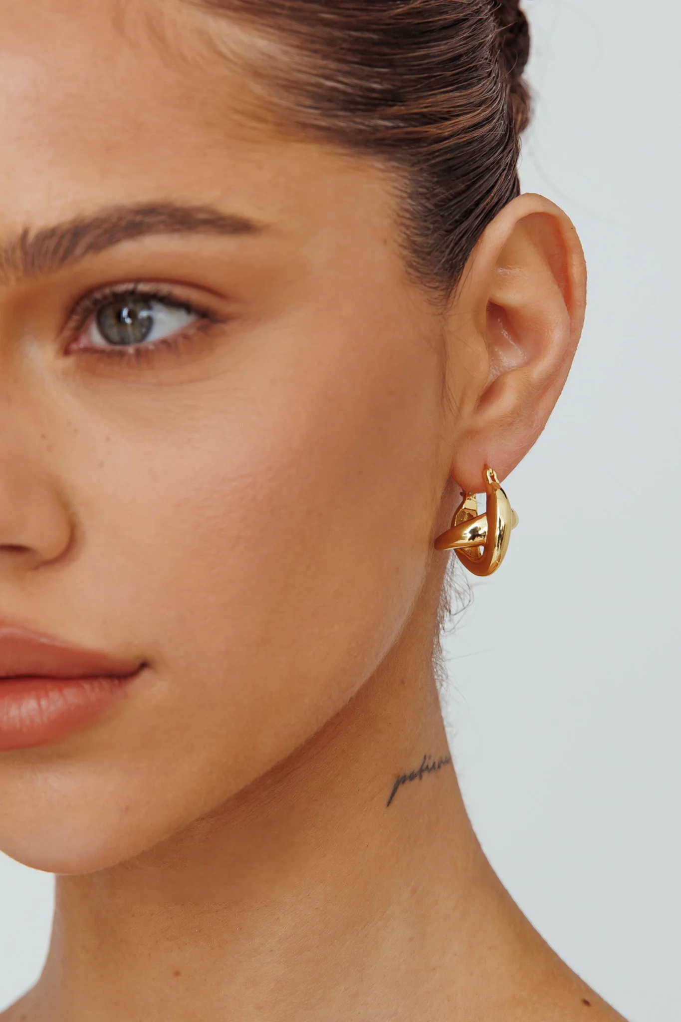 Jetset Cross Hoop Earrings Gold - Image 2