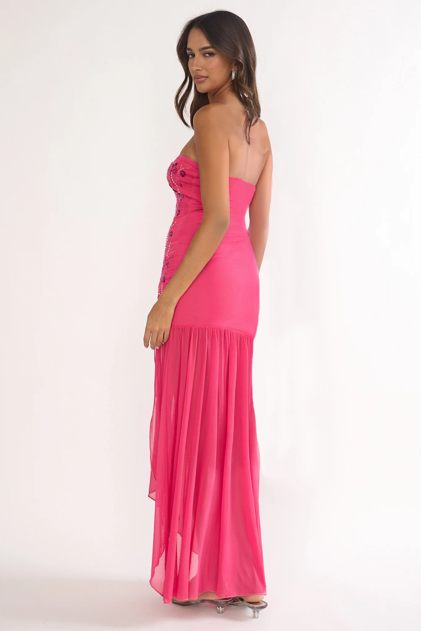 Jezra Strapless Sequin Embellished Maxi Dress Plum - Image 4