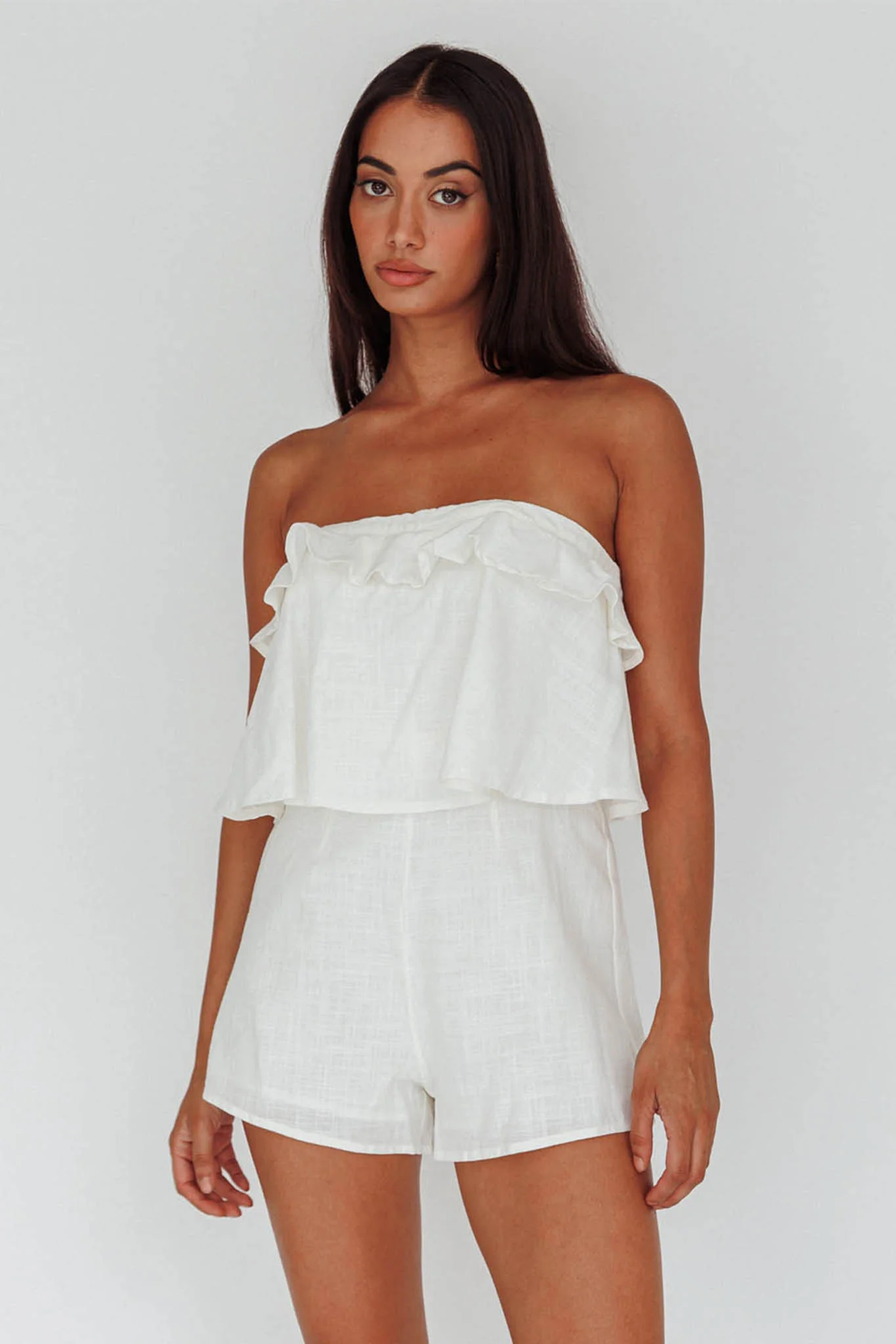 Joey Strapless Tie-Back Romper White - Image 3