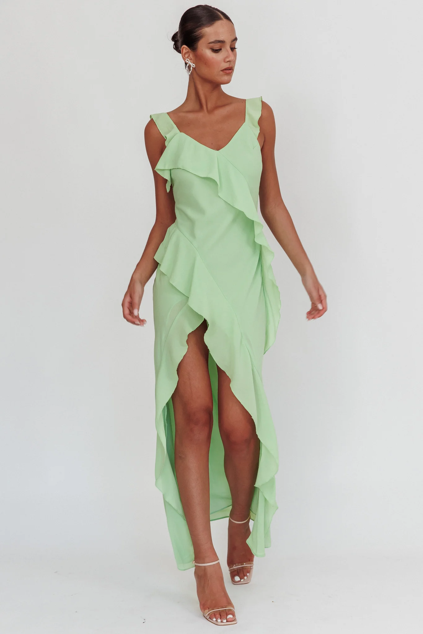 Johannson Ruffle Trim Maxi Dress Pistachio - Image 5