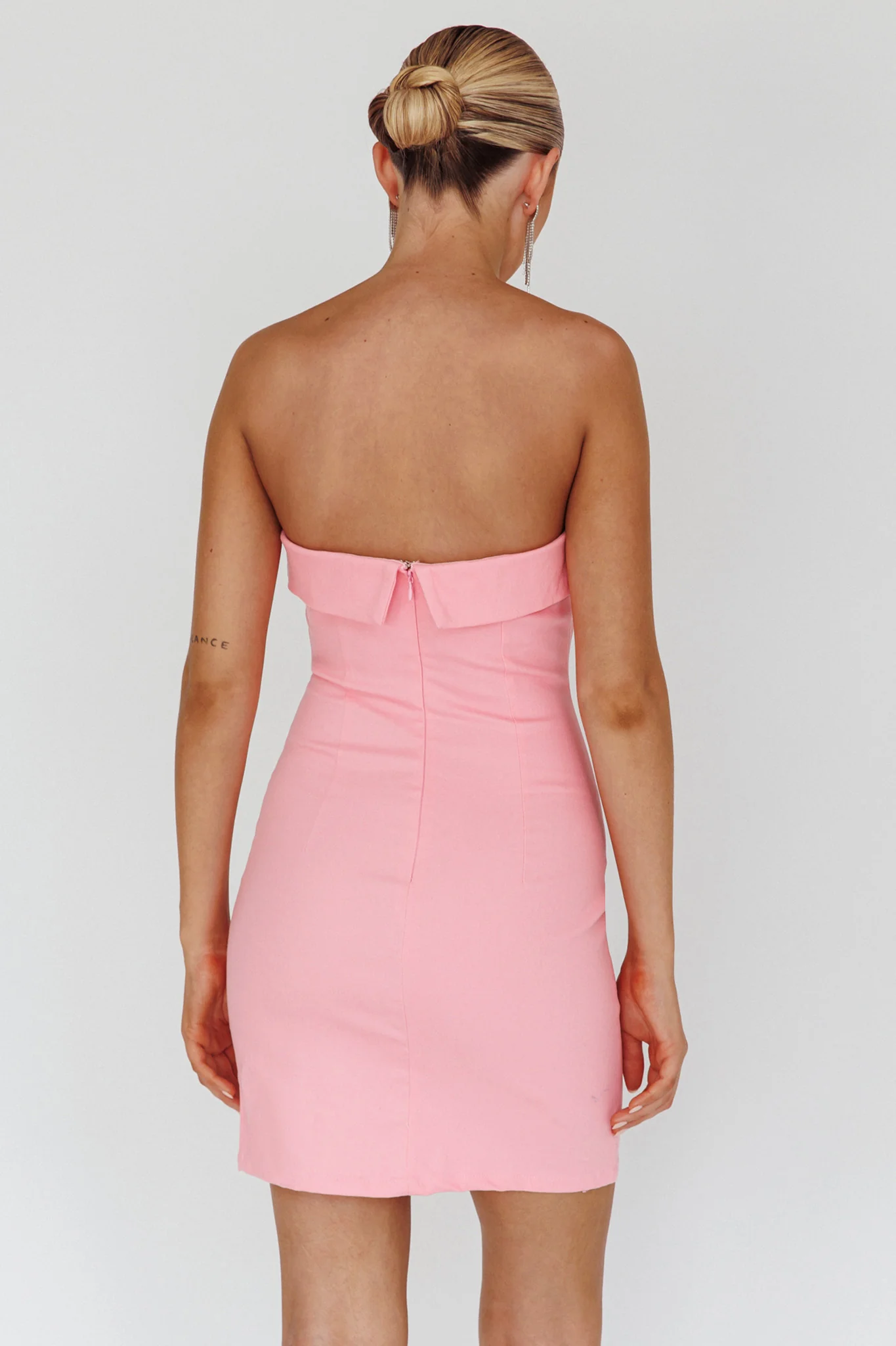 Jordi Foldover Neckline Mini Dress Baby Pink - Image 2