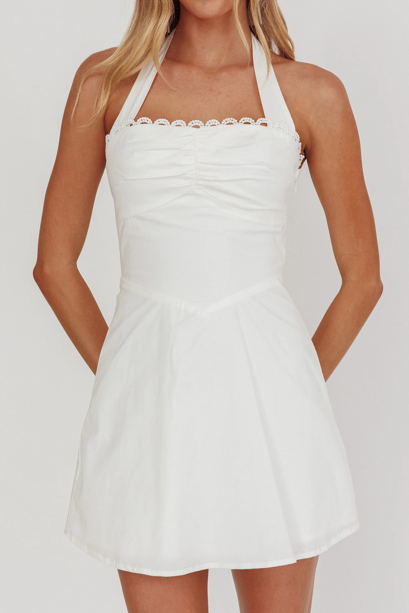 Jovial Halterneck Mini Dress White - Image 4
