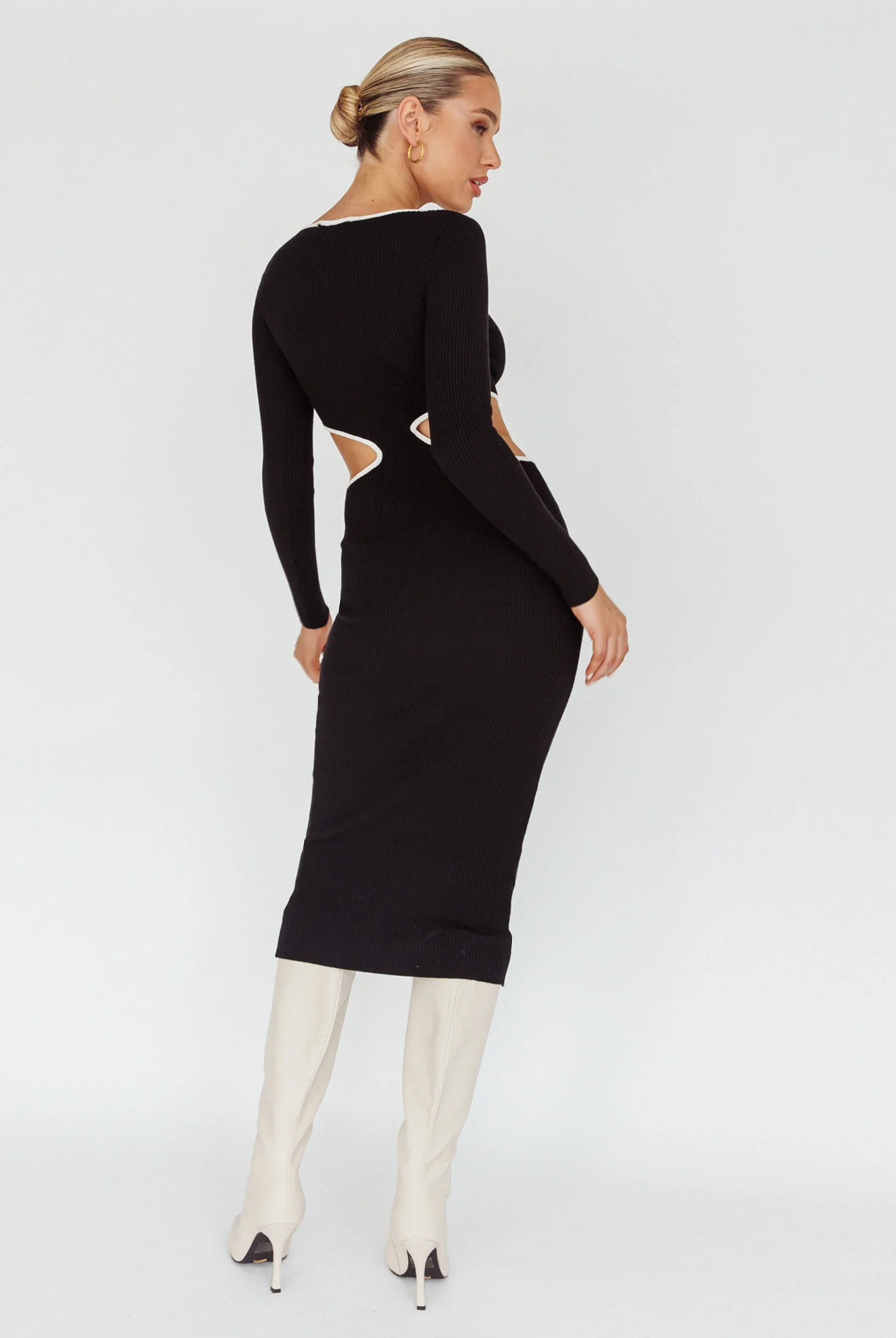 Jovie Keyhole Knit Midi Dress Black - Image 2