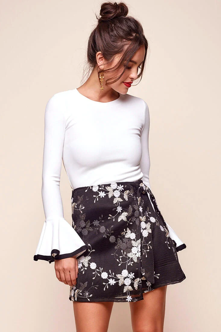 Joyce Bell Sleeved High Neck Top White - Image 7