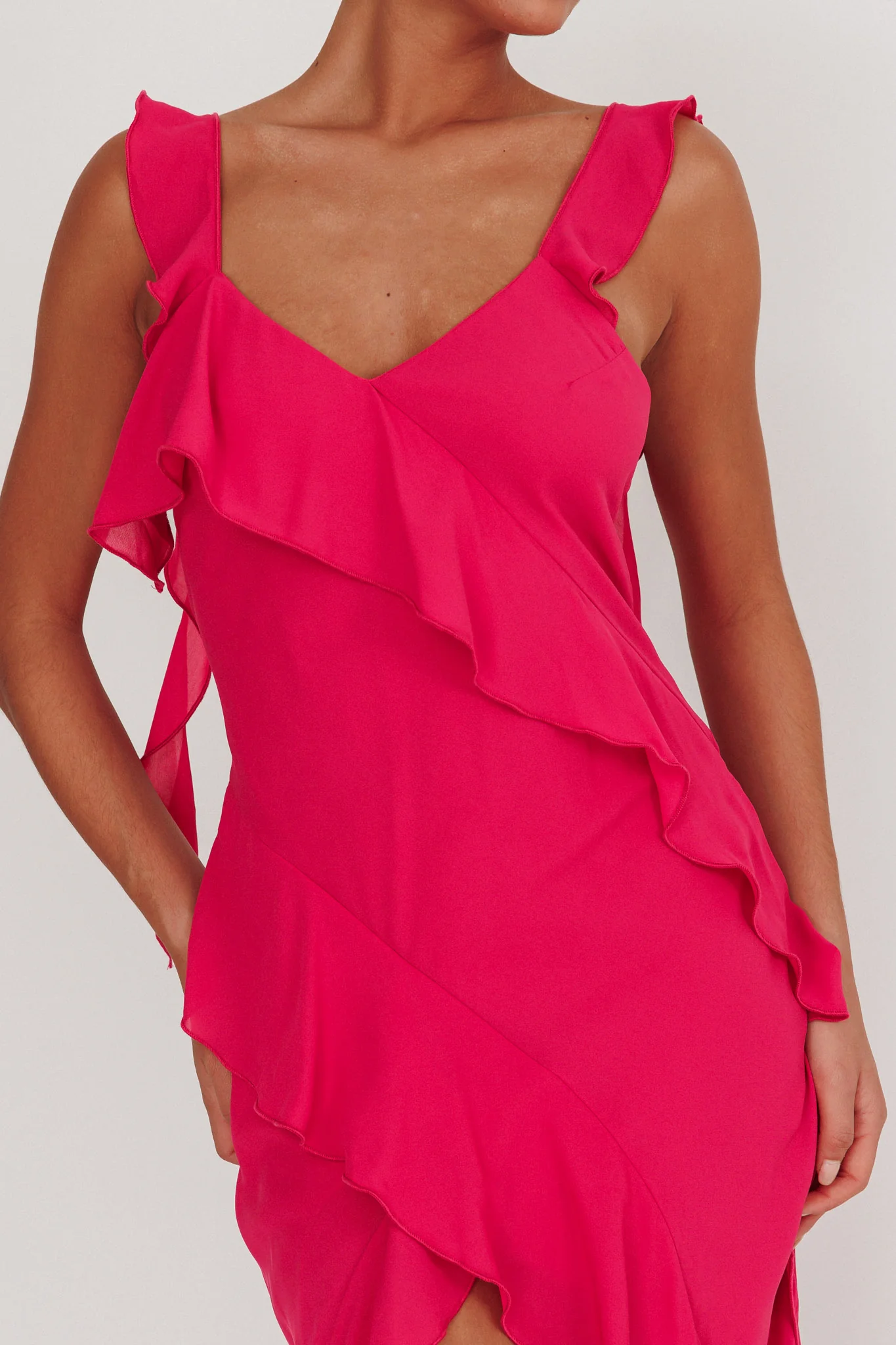 Joyride Ruffle Maxi Dress Magenta - Image 4