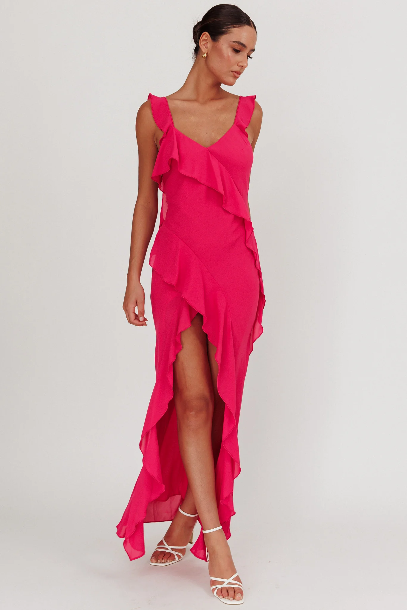 Joyride Ruffle Maxi Dress Magenta - Image 5