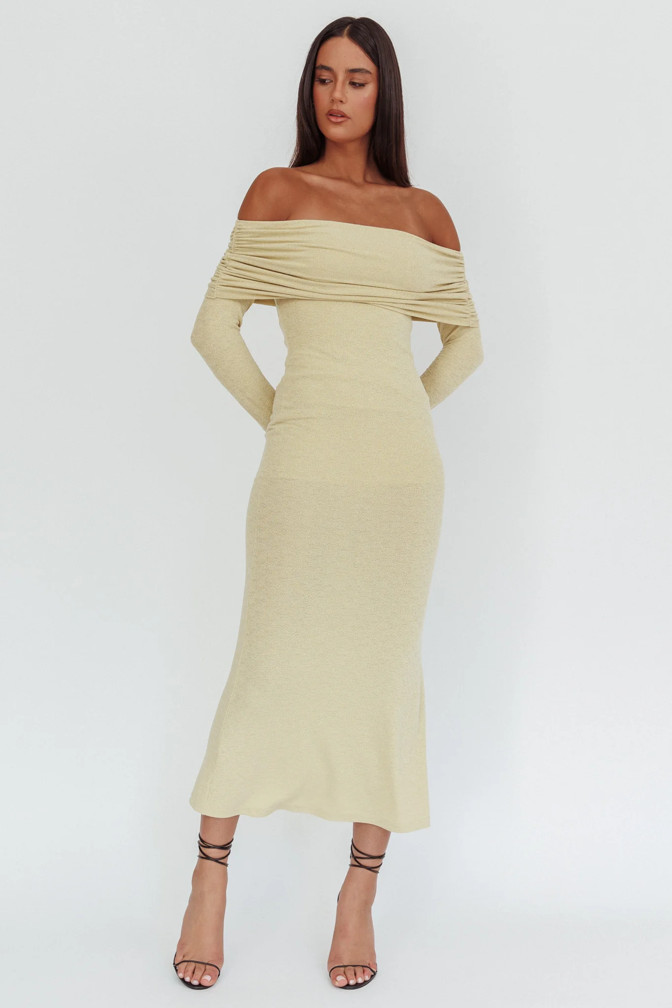 Juju Off-Shoulder Maxi Dress Sage - Image 4