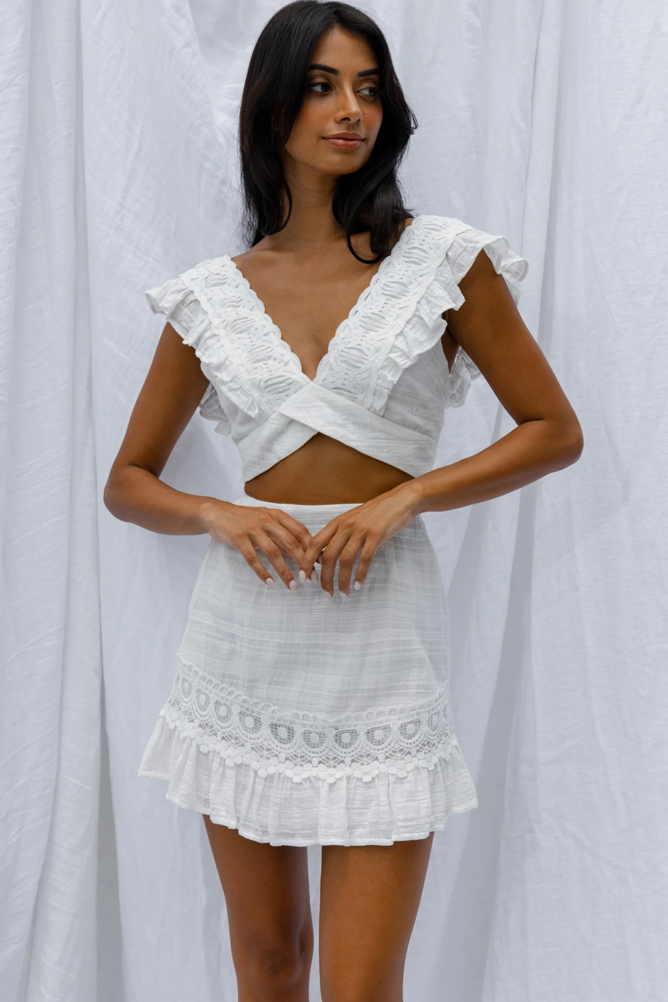 Just Bliss Tied Back Crop Top White - Image 7