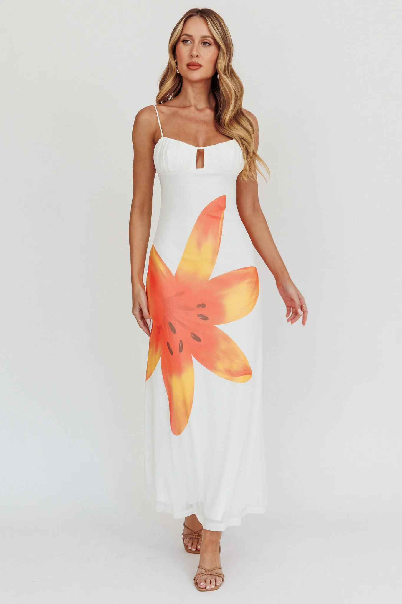 Kailua Floral Print Maxi Dress White - Image 3