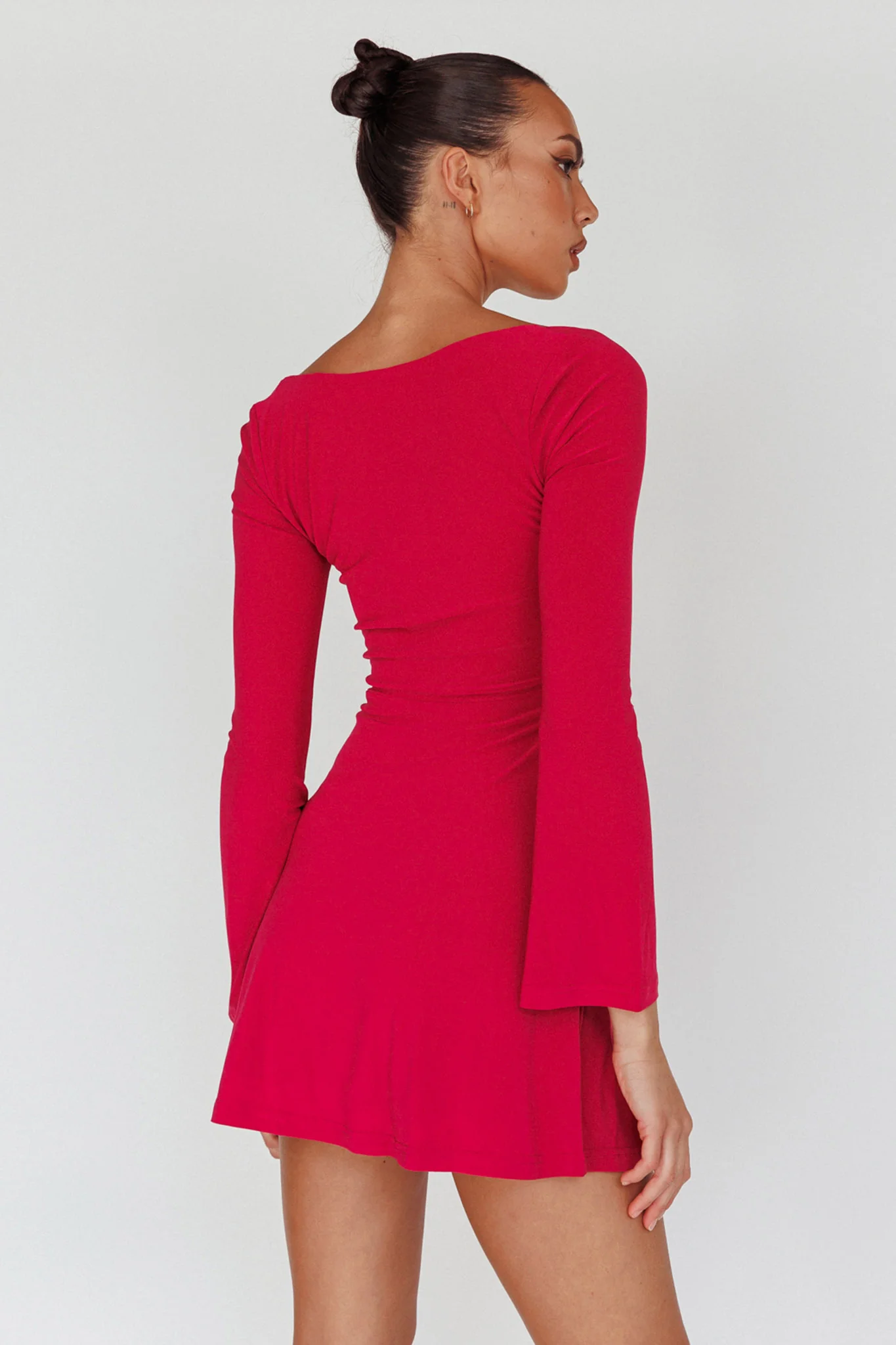 Kaleidoscope Drawstring Bust Mini Dress Plum - Image 2