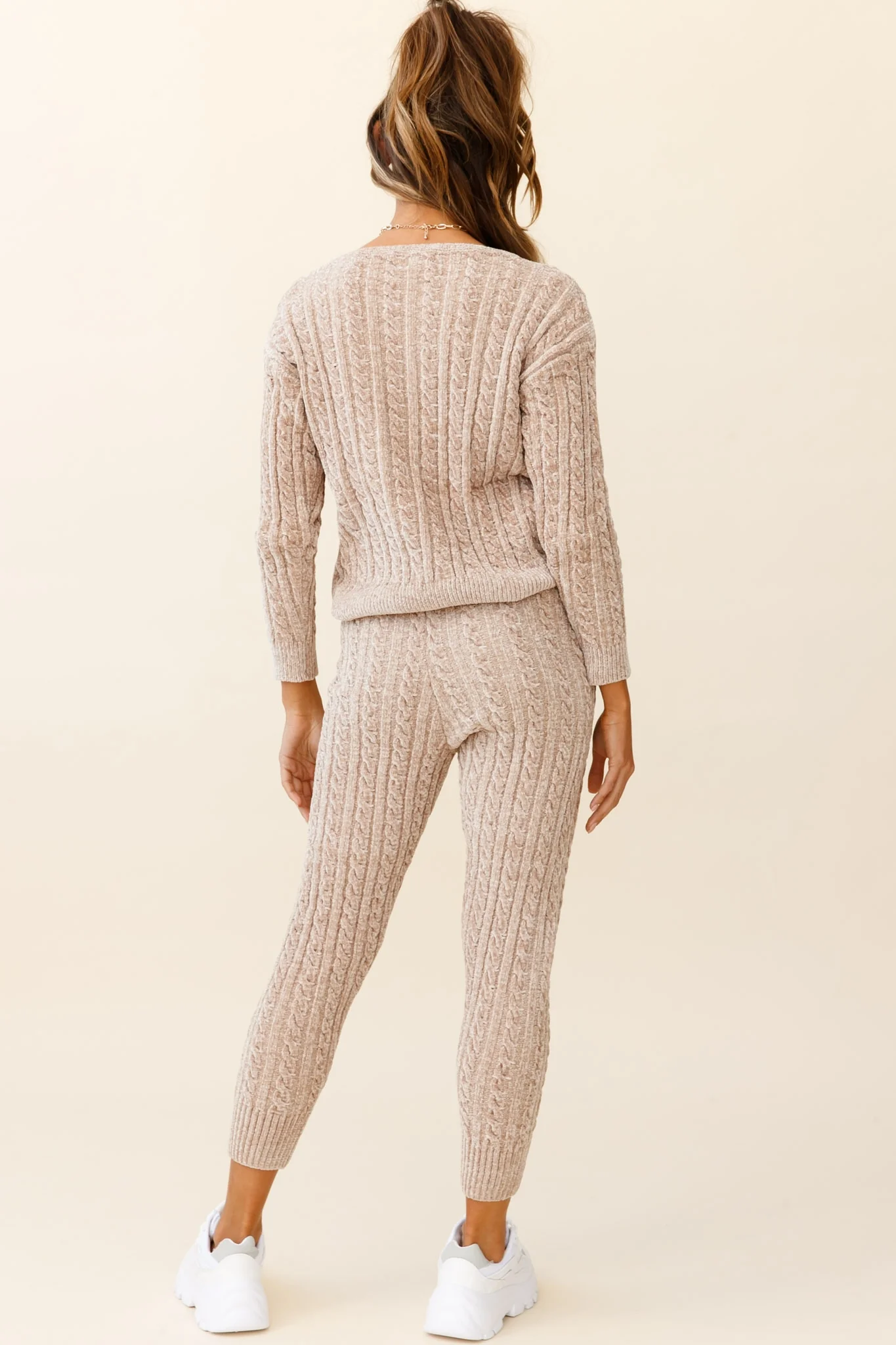 Kansas Cable Knit Fitted Pants Brown - Image 3