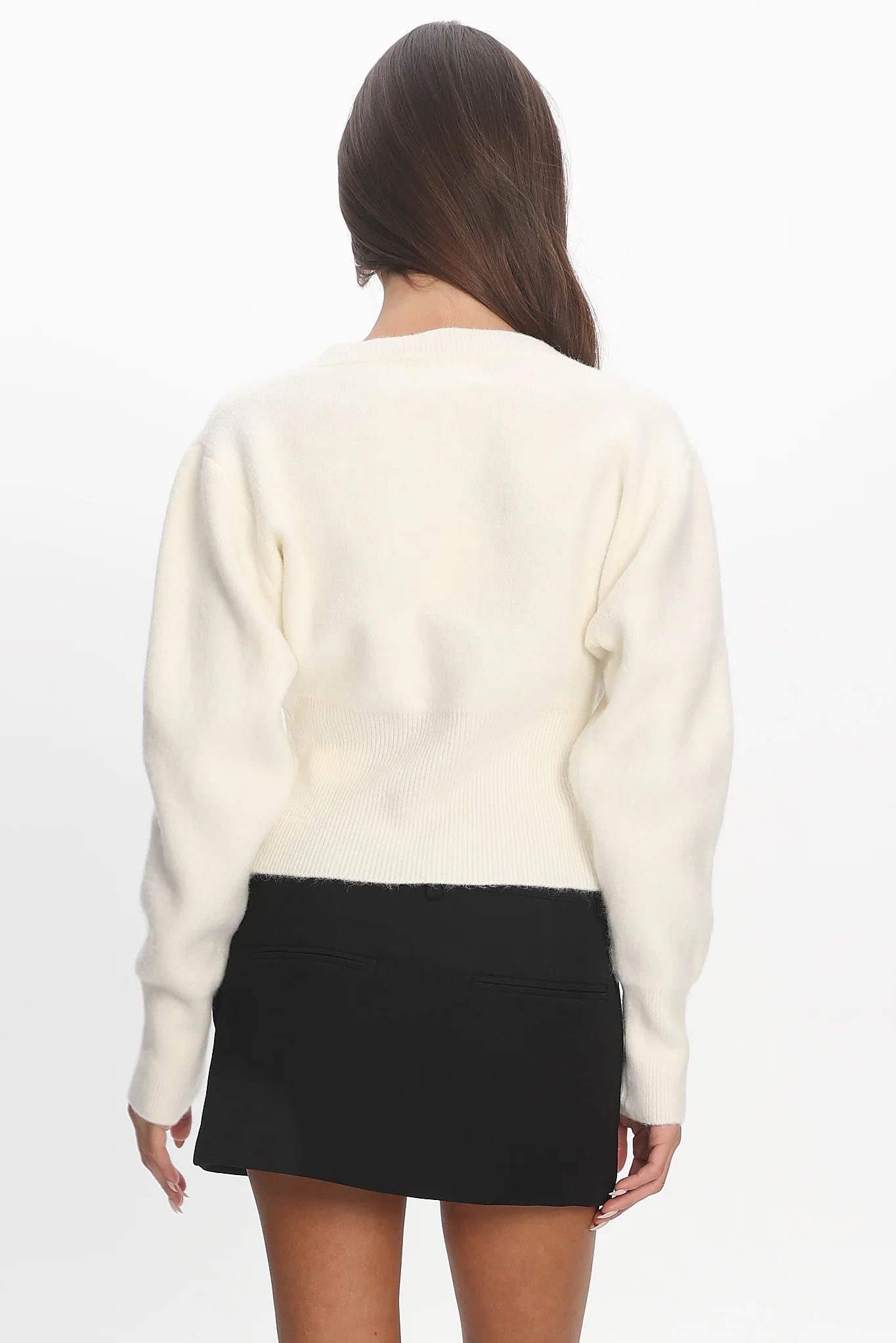 Karisa Zipper Hem Knit Top Cream - Image 3
